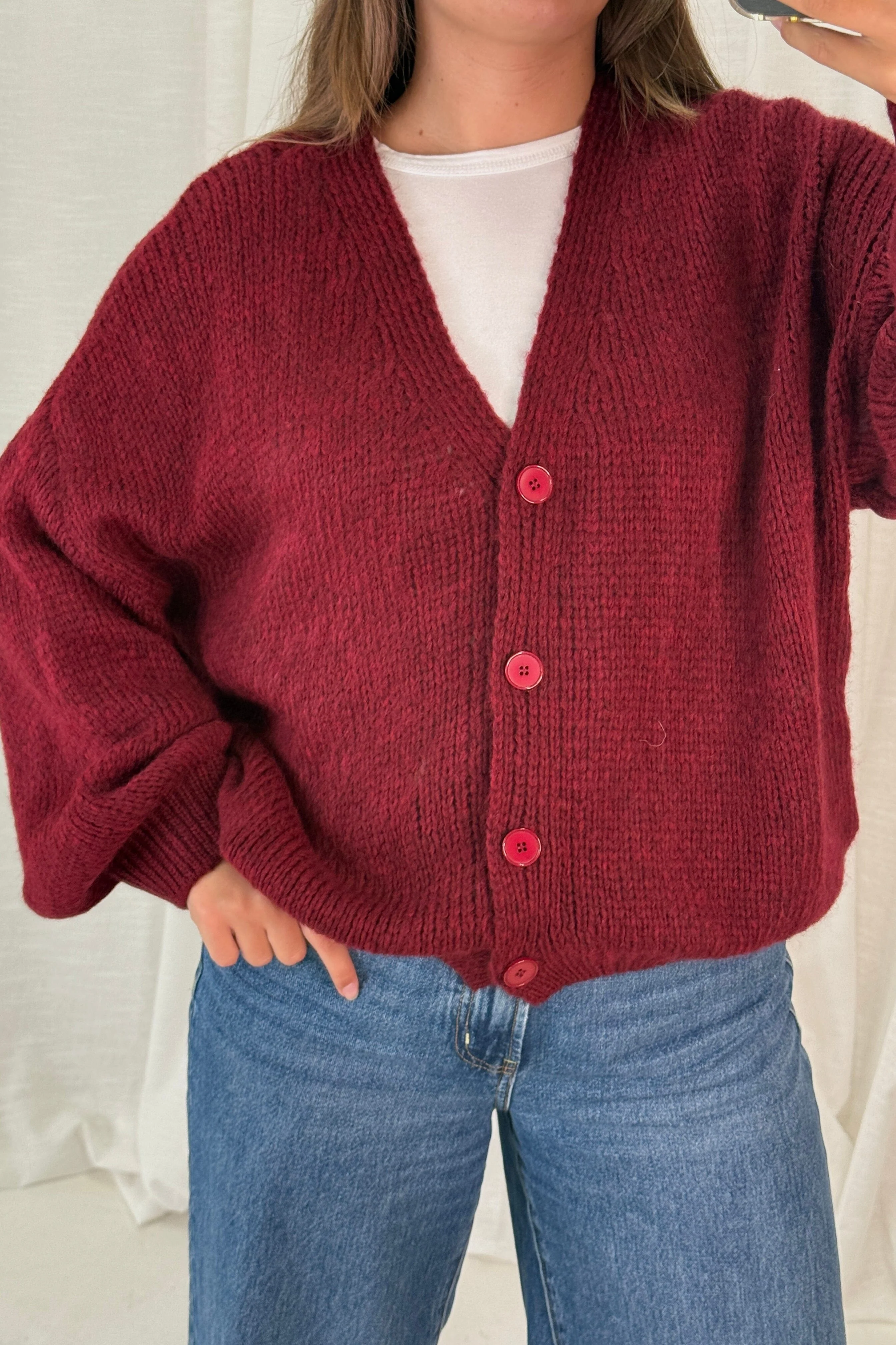 A-bee - Amelia Cardigan - Burgundy - Image 4