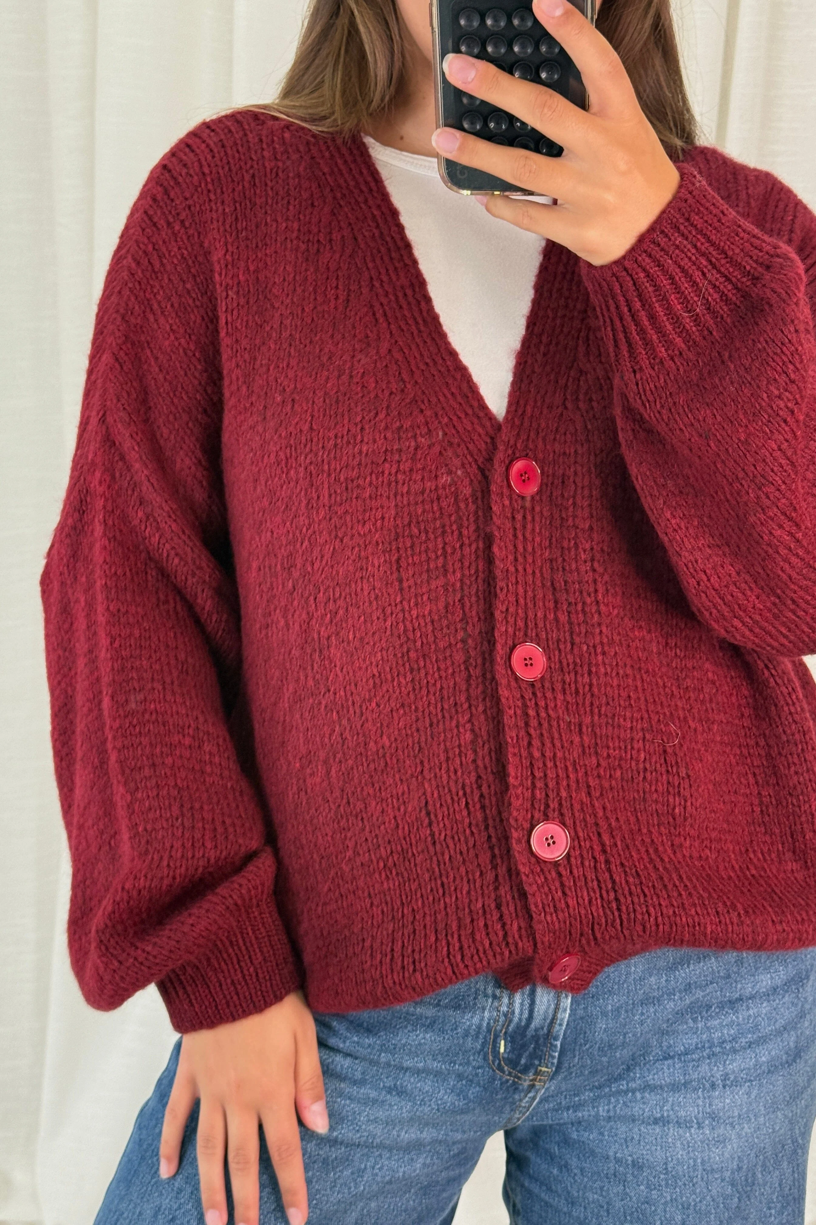 A-bee - Amelia Cardigan - Burgundy - Image 5