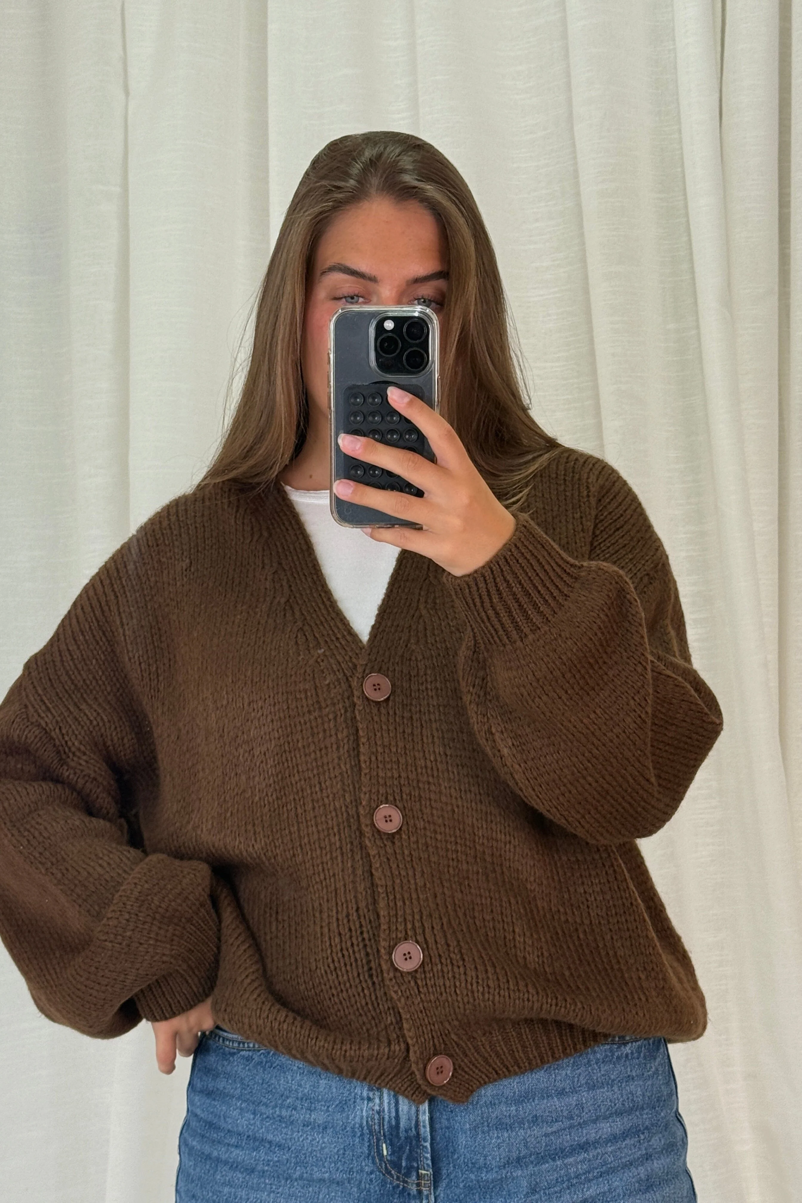 A-bee - Amelia Cardigan - Dark Brown - Image 4