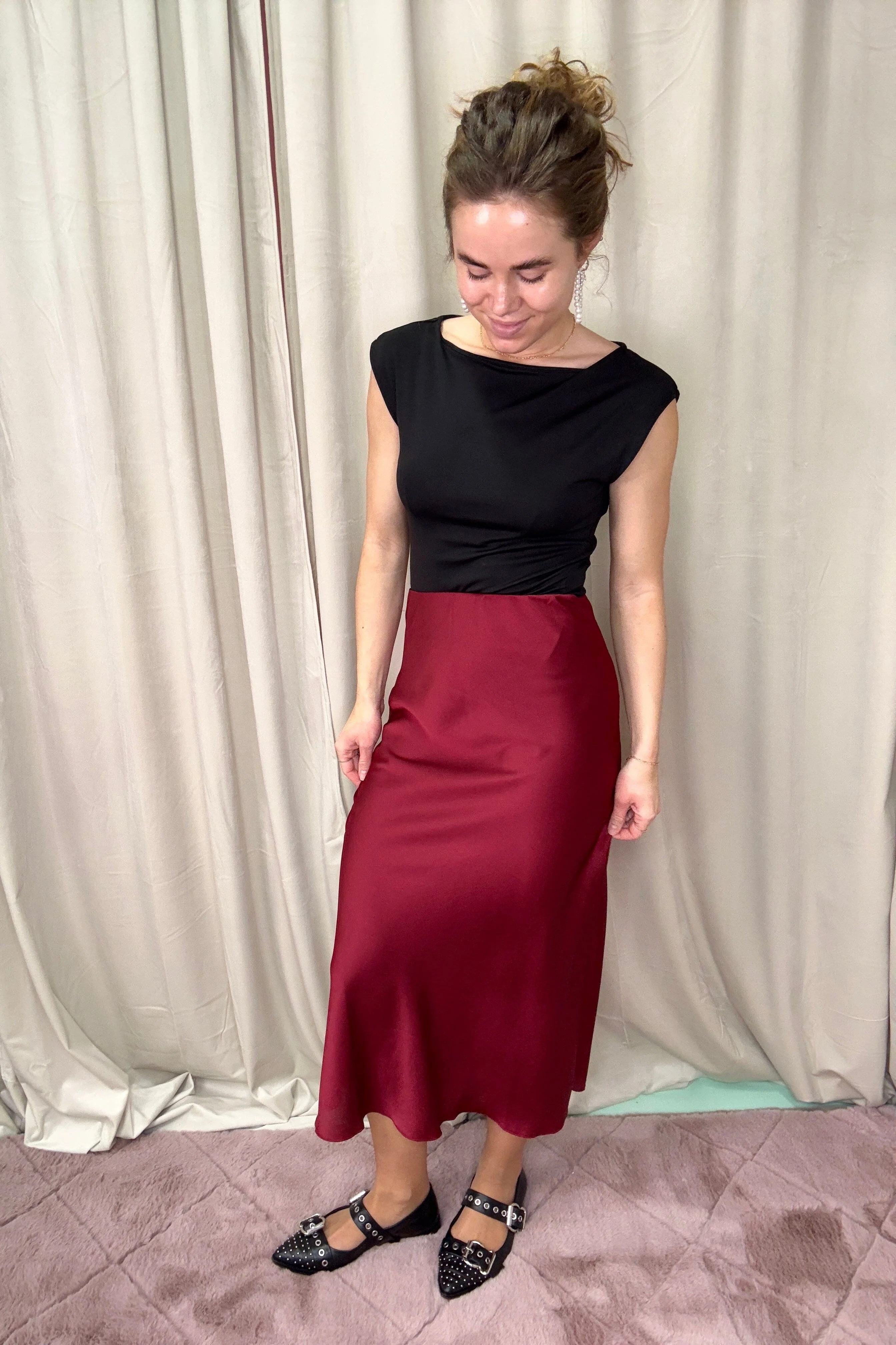 A-bee - Anne Skirt - Burgundy - Image 2