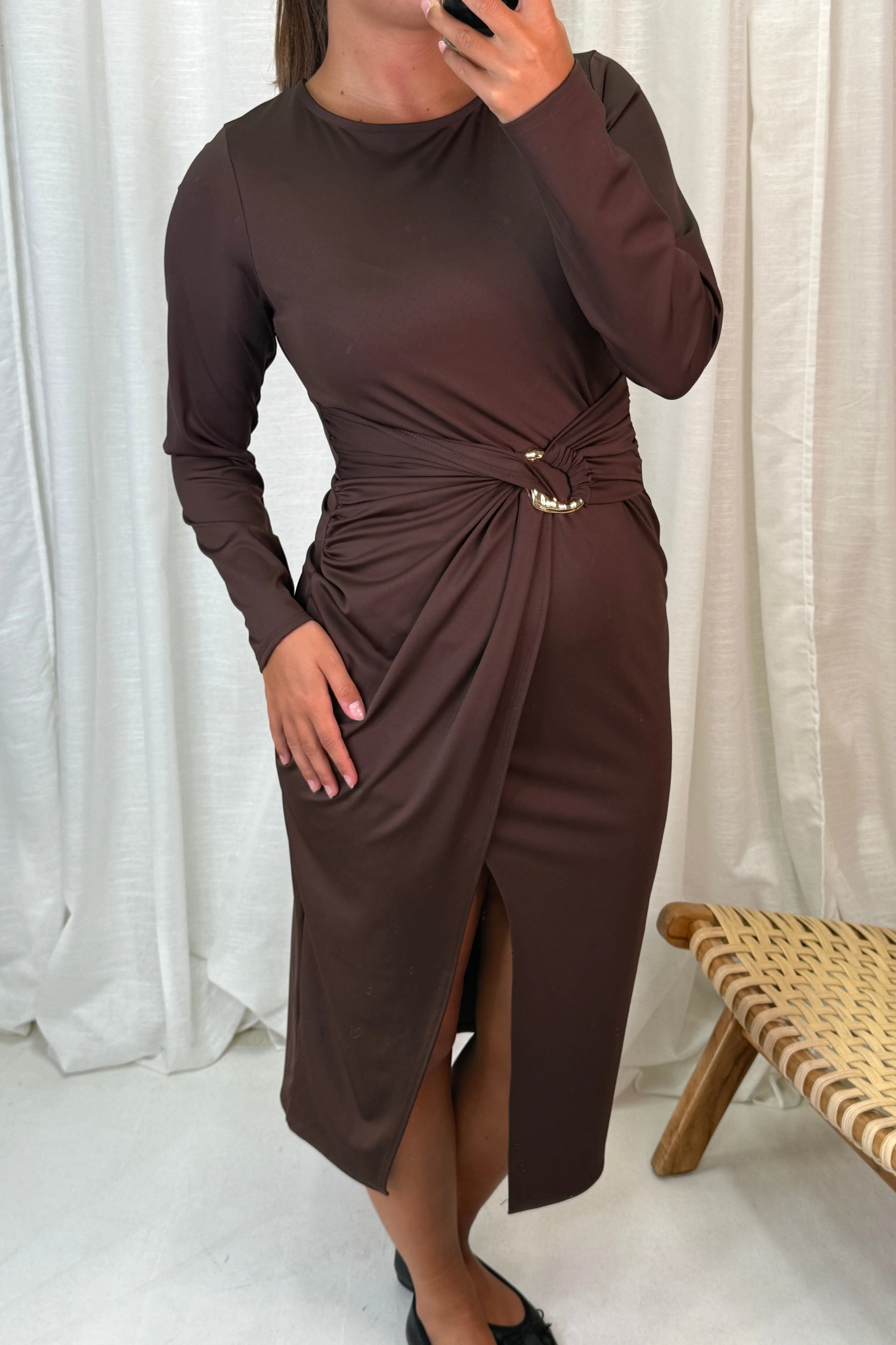 A-bee - Odette Dress - Dark Brown - Image 2