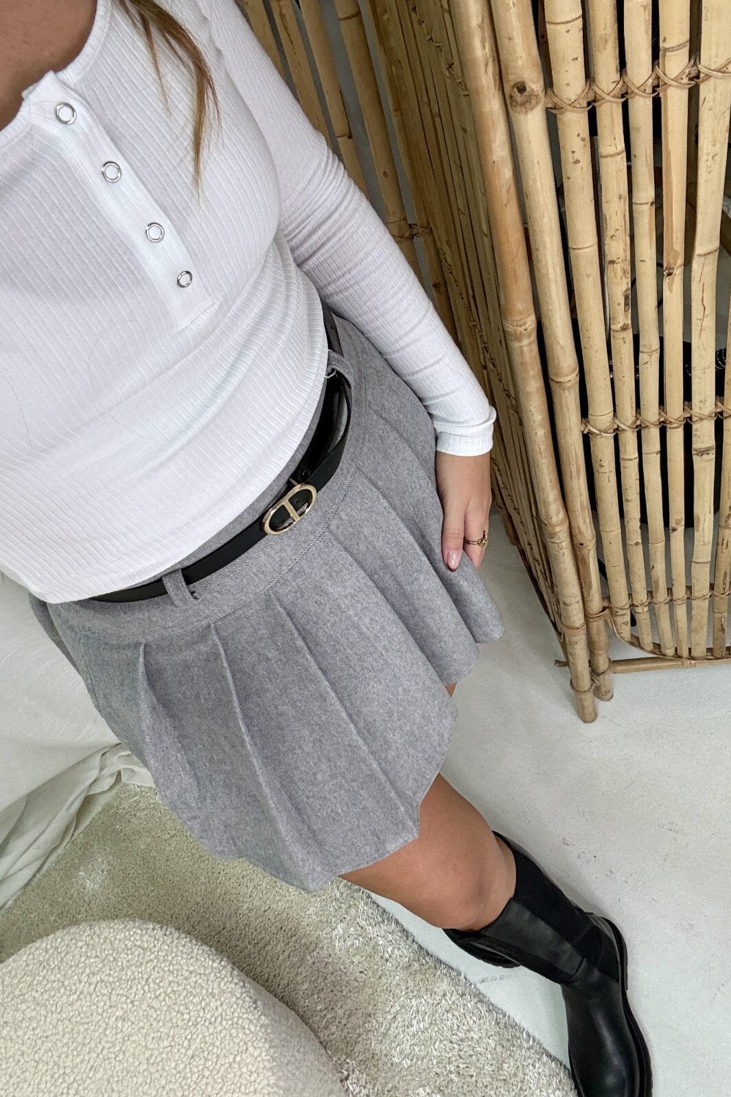 A-bee - Pleated Skirt CAMILLE - Grey - Image 4