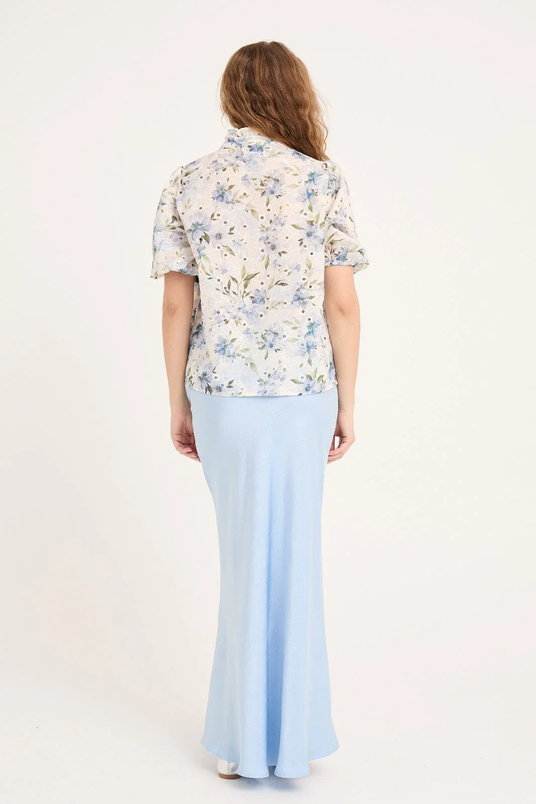 A-View - Grete S/S Blouse AV6057 - 144 - White/Blue - Image 3