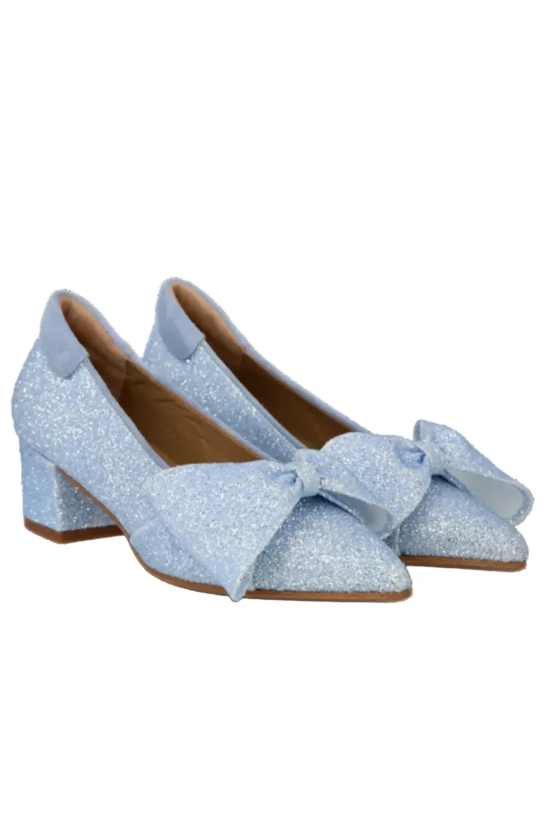 Angulus - Sløjfe Pump I Funklende Glitter 1550-105 - 4641/4610 Sky Blue Glitter/sky Blue
