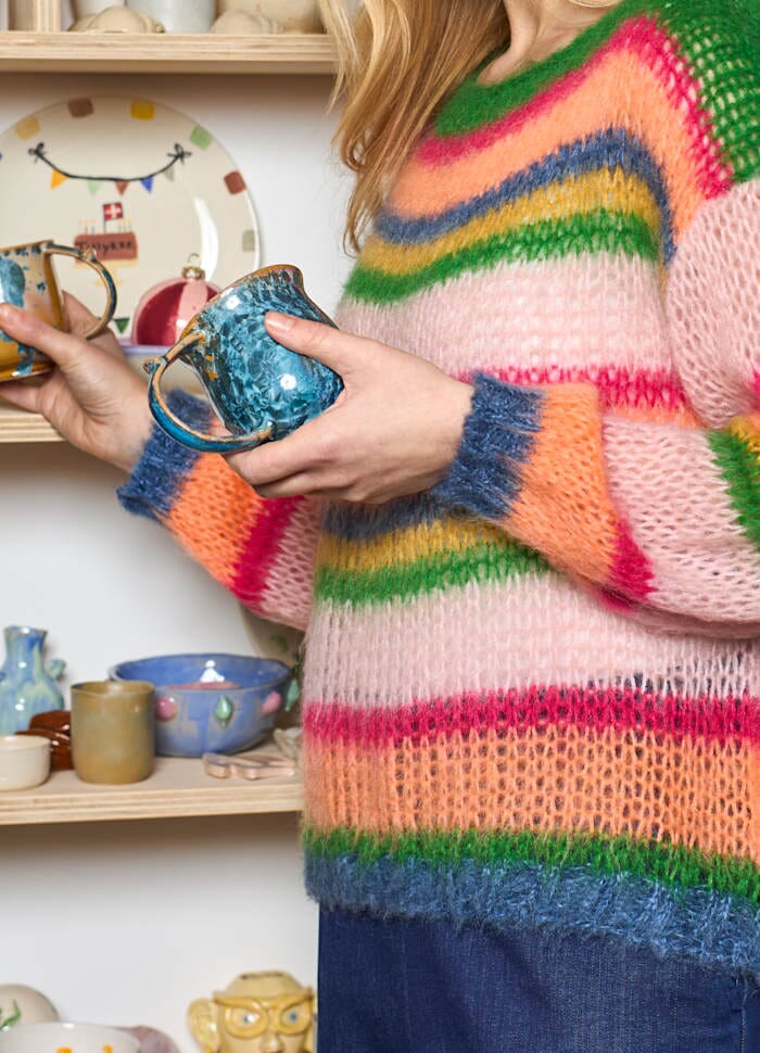 Black Colour - Bcanna Multi Striped Jumper 1241 - Orange Multi - Image 4