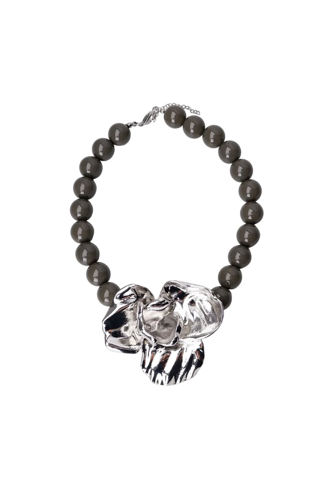 Black Colour - Bccastelli Flower Necklace 4519 - Asphalt / Silver Coloured