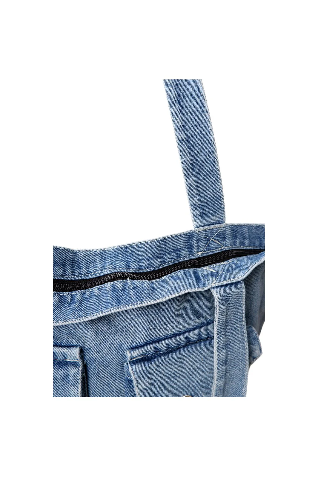 Black Colour - Bchalle Denim Bag 9378 - Lt. Denim Double Pocket - Image 4