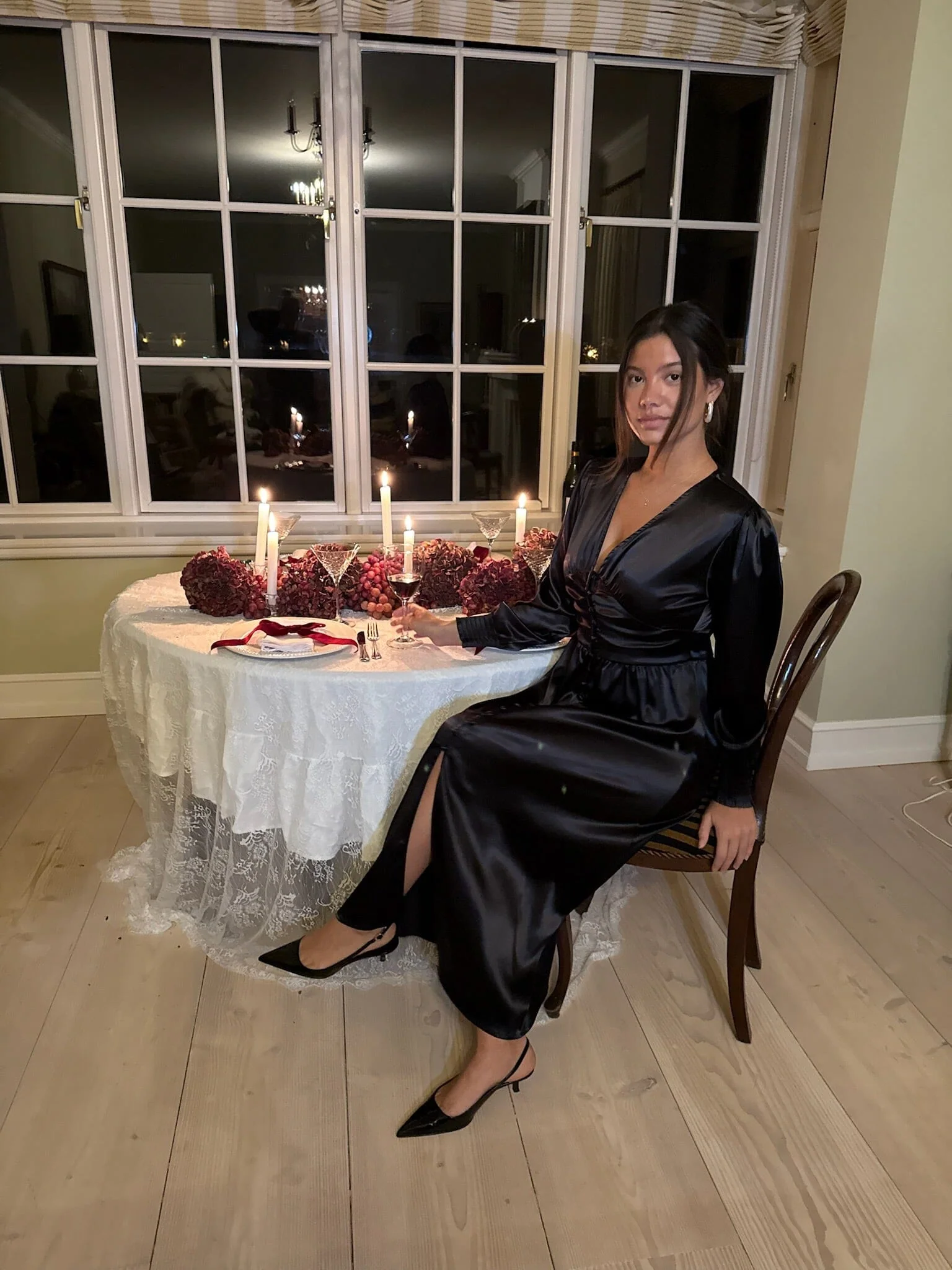 BYIC - Adelic Long Dress A2327 - Black Satin - Image 5