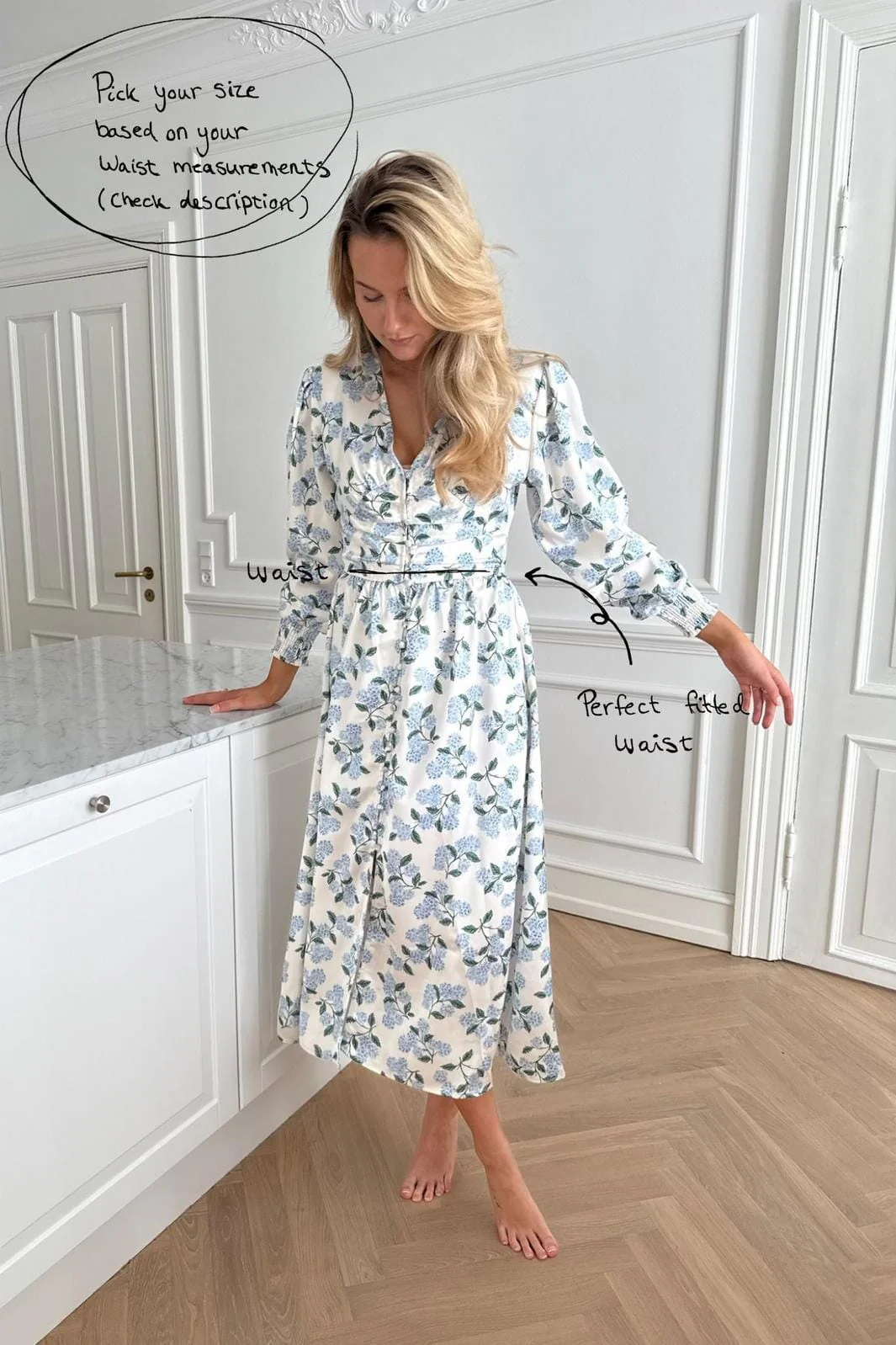 BYIC - Adelic Long Dress A2327 - Blue Hydrangea Print - Image 17
