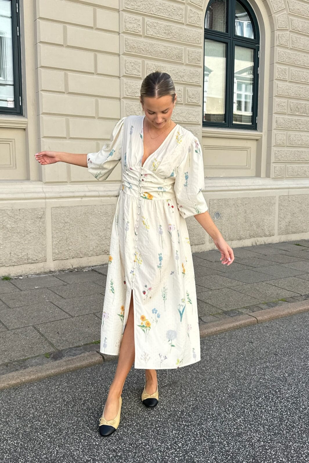 BYIC - Adelic Long Dress - owfp Off White Flower Print - Image 3