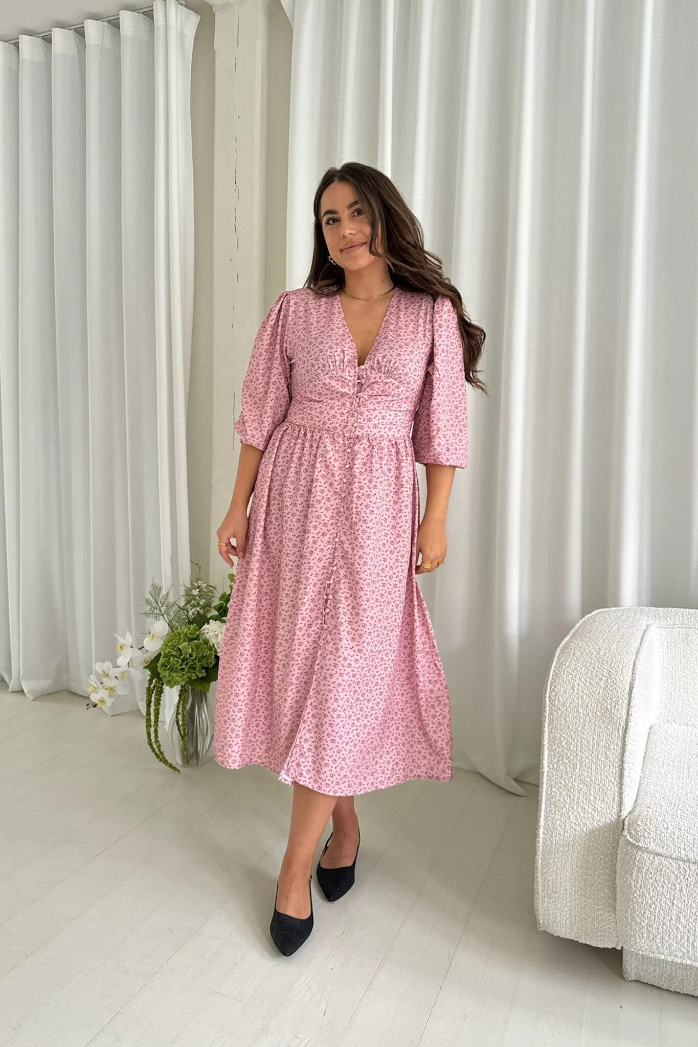 BYIC - Adelic Long Dress - pfsp Pink Flower Stem Print - Image 10