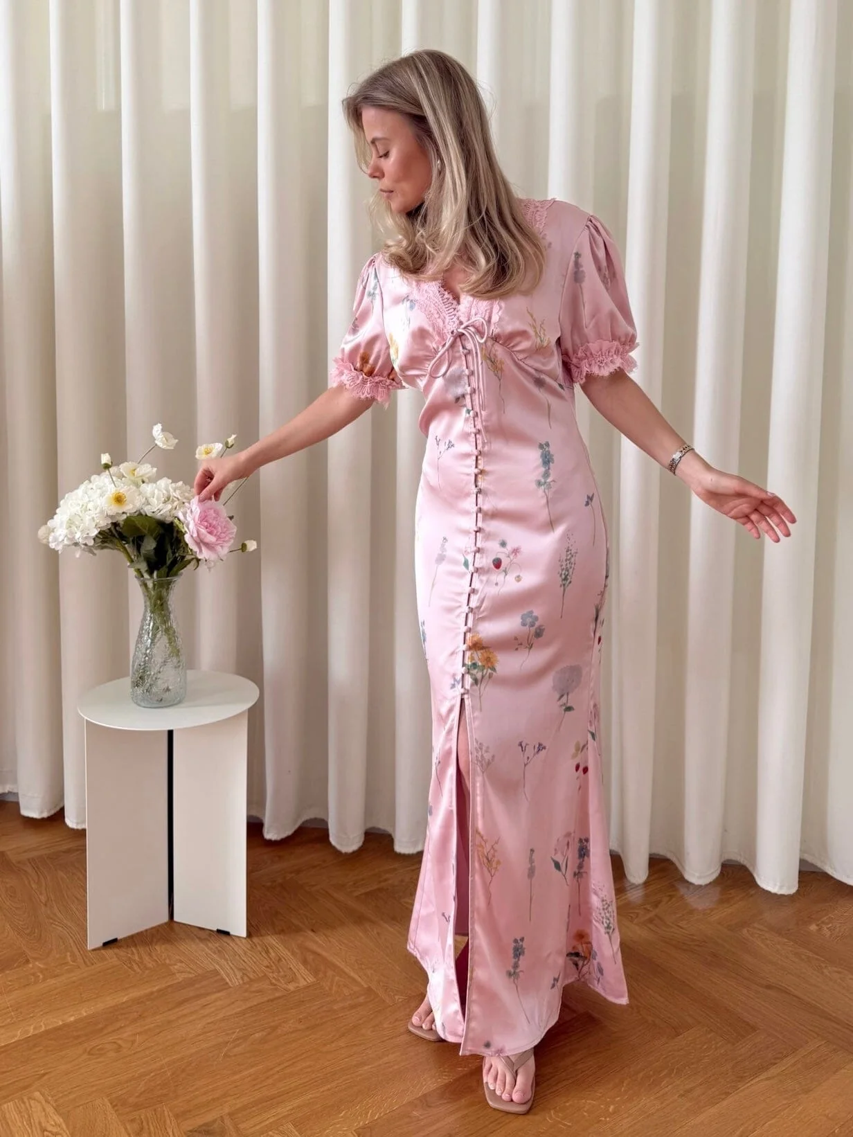 BYIC x Molly&My - Agneteic Long Dress A23810 - Pink Flower Print - Image 8