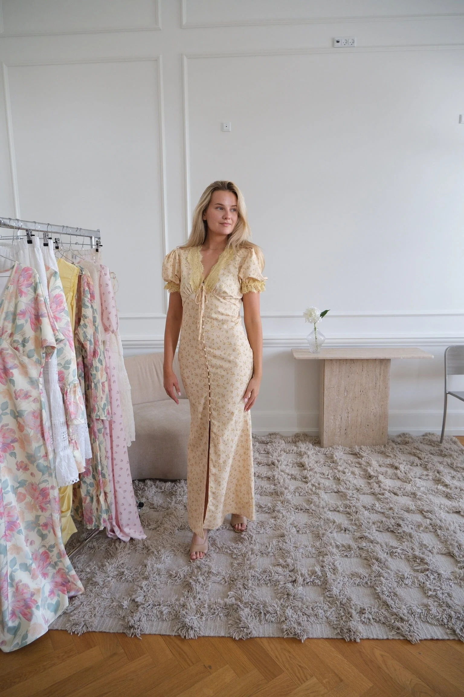 BYIC x Molly&My - Agneteic Long Dress A23810 - Yellow Flower Print - Image 8