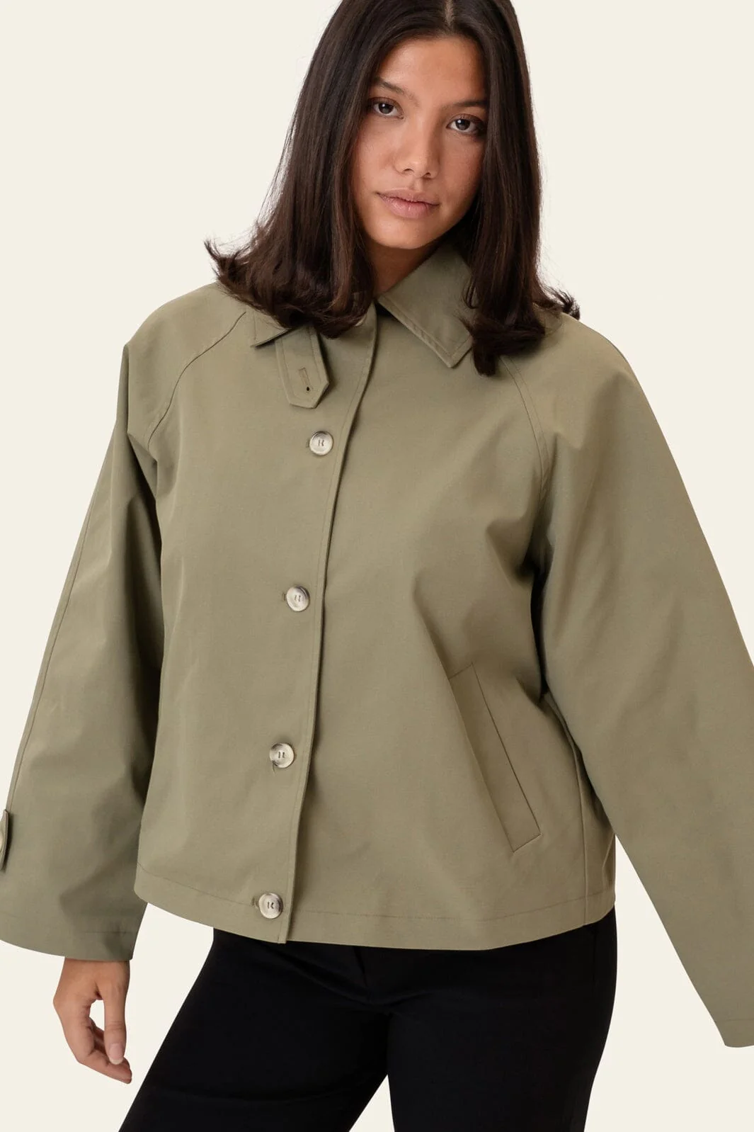 BYIC - Avaic Short Trenchcoat A2519 - Dark Khaki - Image 3