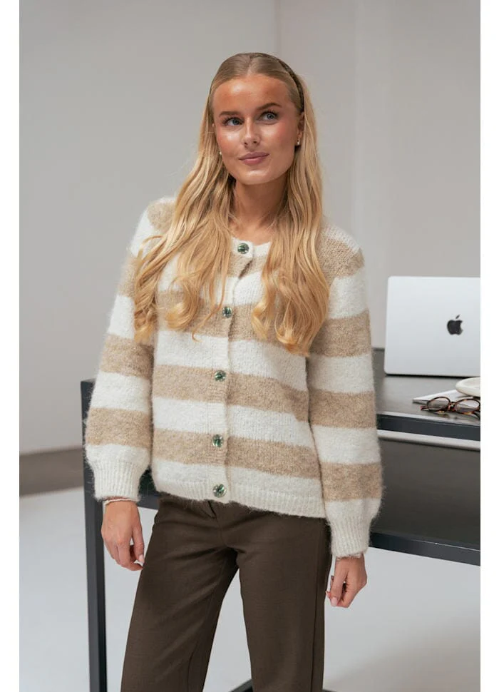 BYIC - Idunic Cardigan 8075 - Beige White Stripes - Image 6