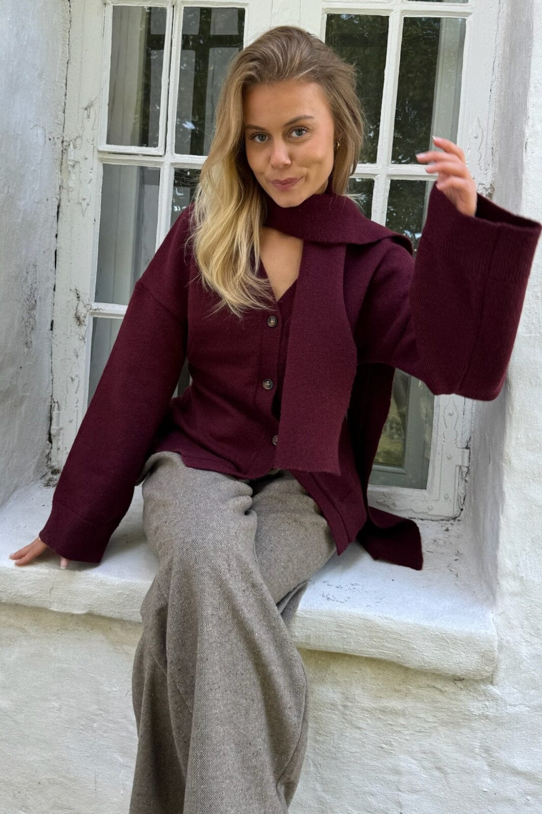 BYIC - Karmaic Fitted Cardigan H095-3 - bordeaux Bordeaux - Image 4