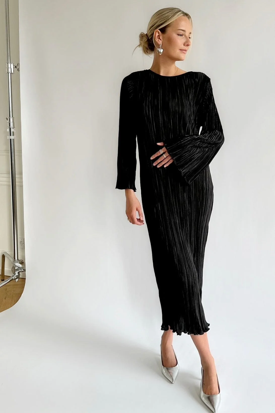 BYIC - Kellyic Long Plissé Dress A23287 - Black - Image 9