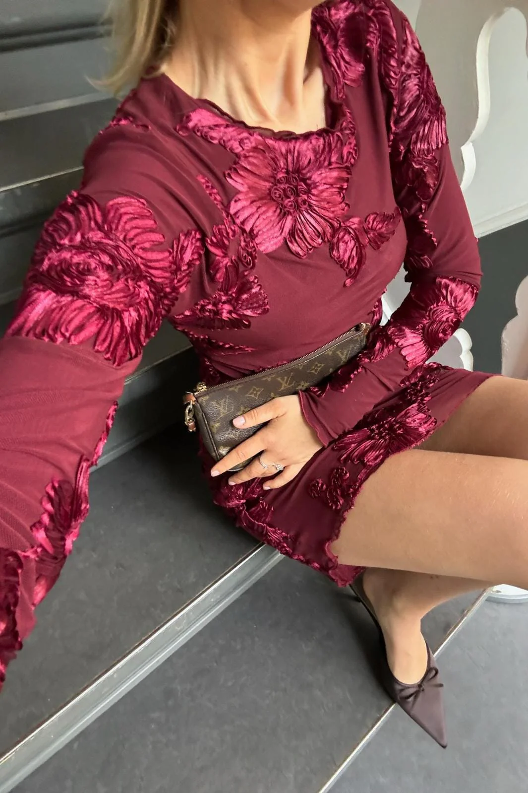 BYIC - Majaic Mesh Dress A23773 - Bordeaux - Bordeaux - Image 3