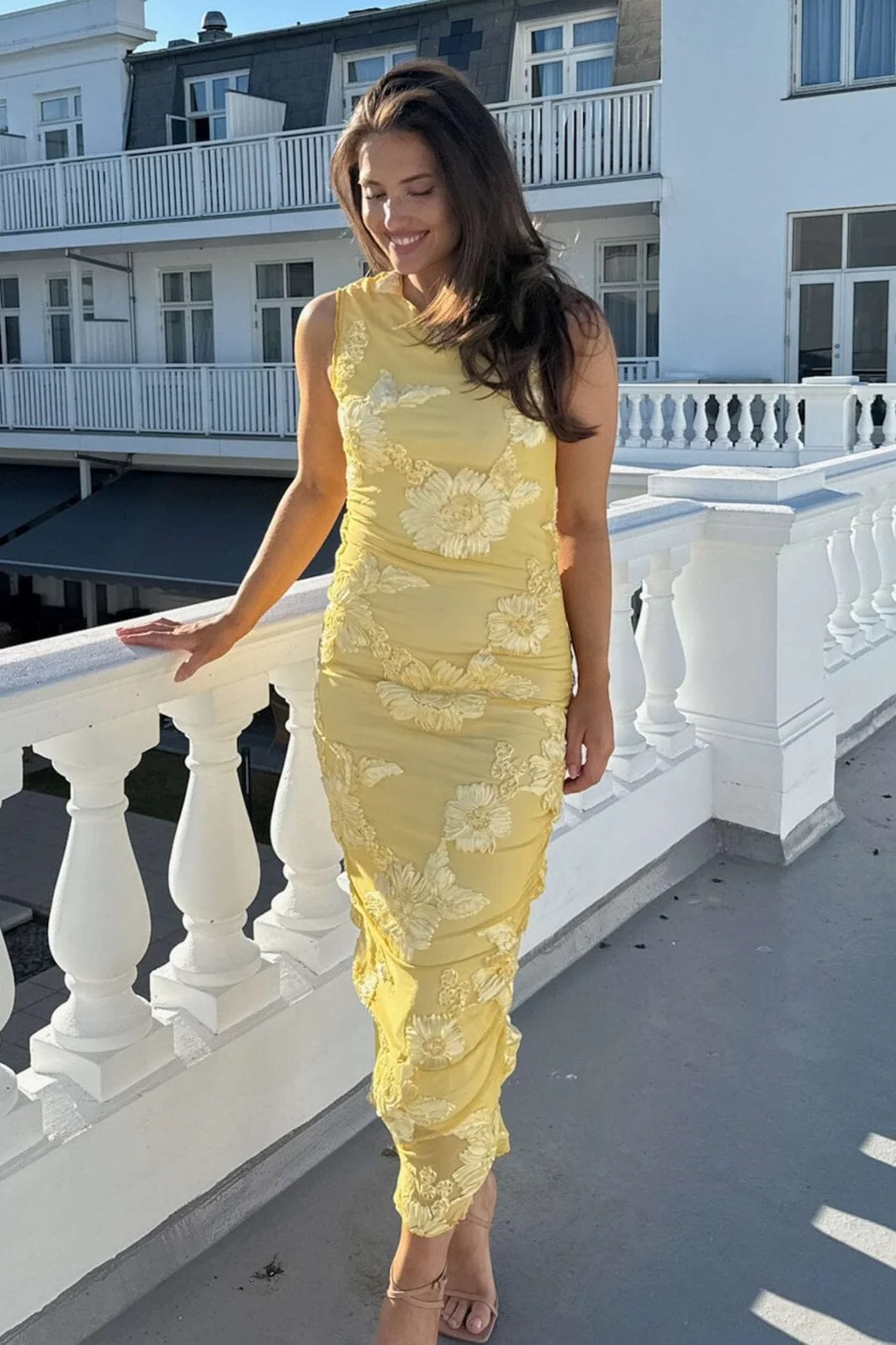 BYIC - Miraic Mesh Dress A23766 - Yellow Flower - Image 3