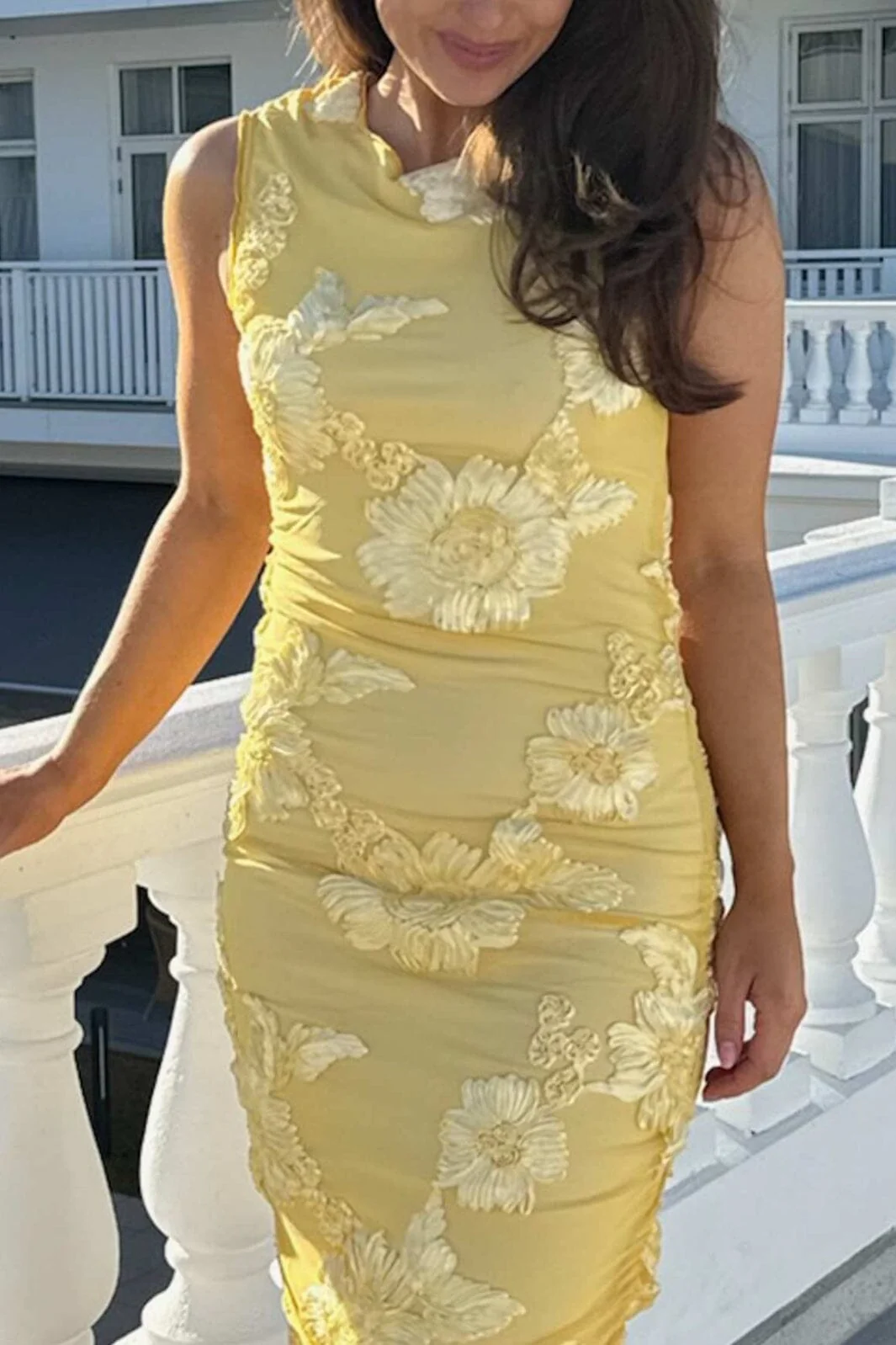 BYIC - Miraic Mesh Dress A23766 - Yellow Flower - Image 4