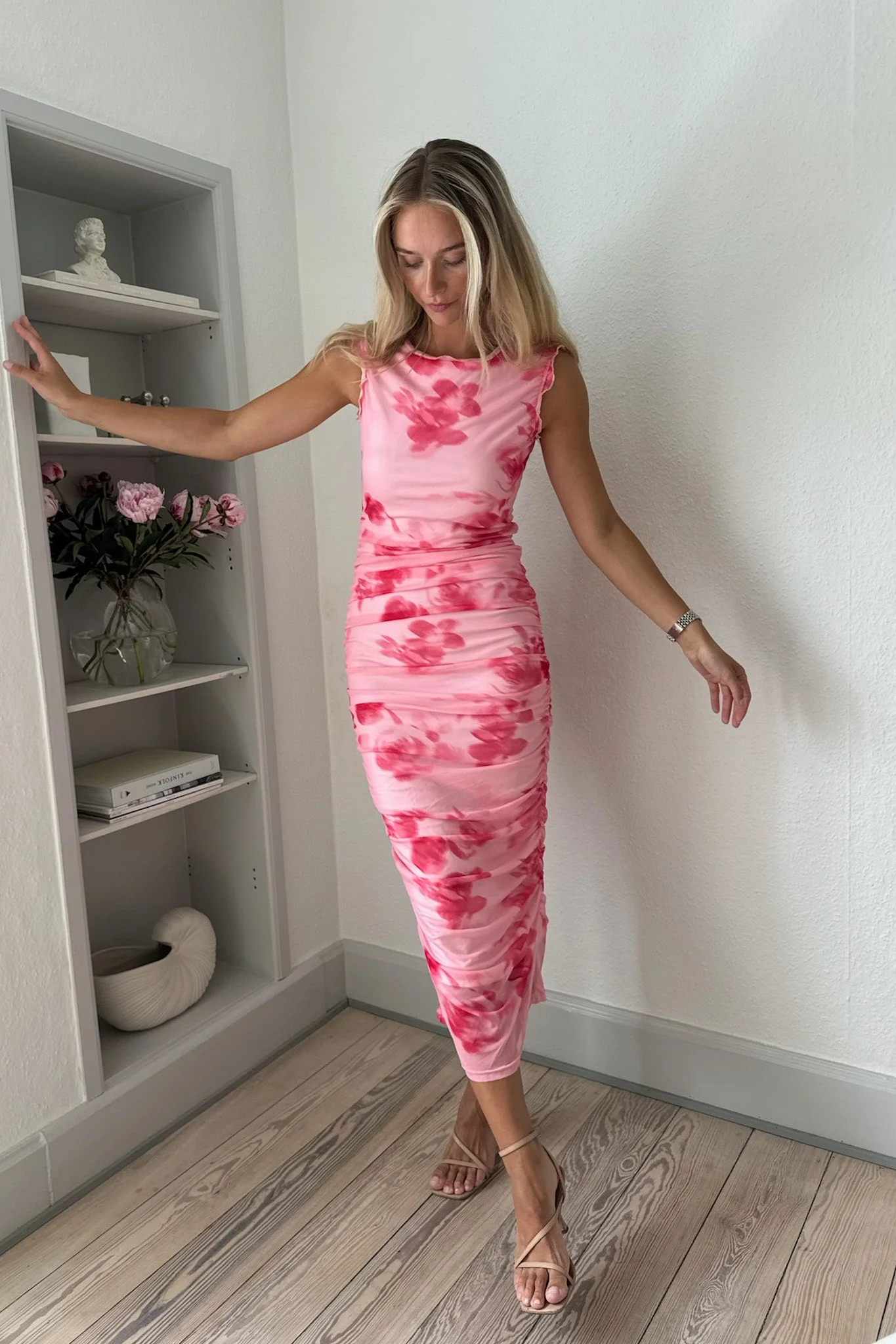 BYIC - Miraic Mesh Dress - apfp Abstract Pink Flower Print - Image 9