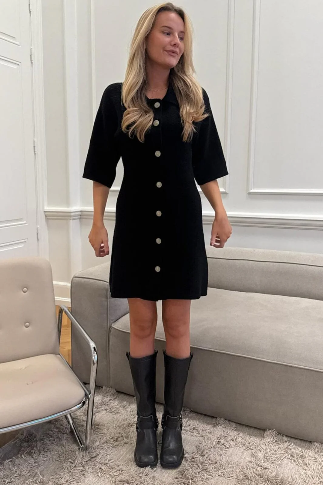 BYIC - Oliviaic Knit Dress H105-1 - Black - Image 3