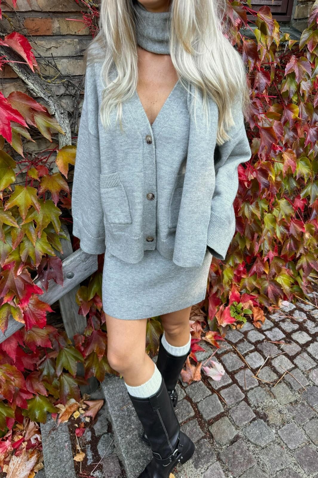 BYIC - Sofieic Knit Skirt 1189 - Grey Grey - Image 3