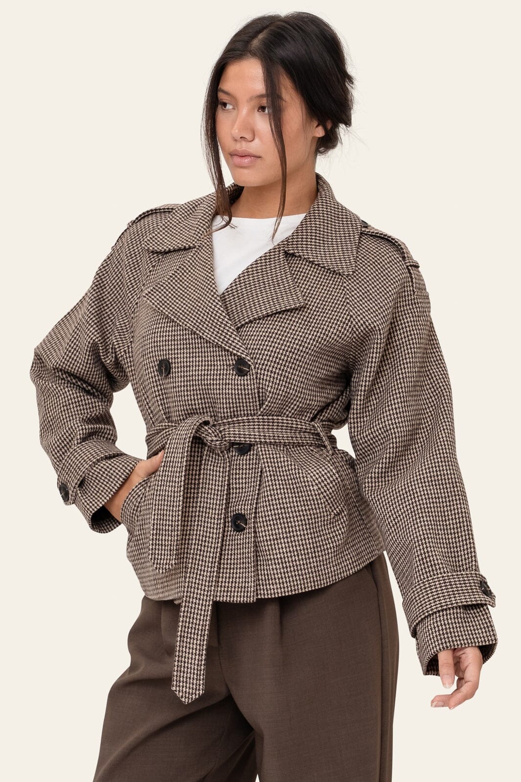 BYIC - Veraic Trenchcoat A25104 - Brown Checks - Image 5