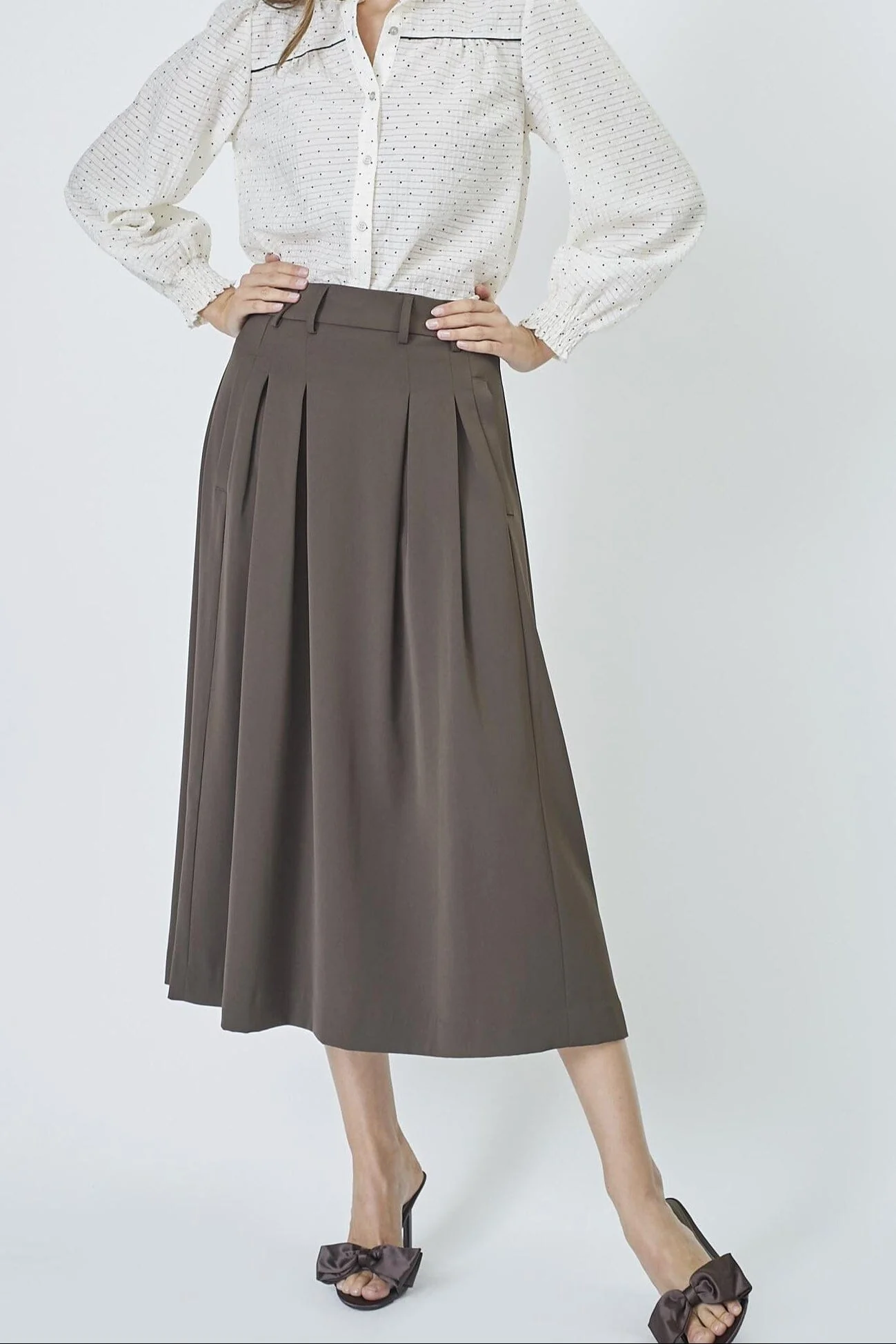 Co´Couture - Anyacc Pleat Skirt 34178 - 83 Mocca - Image 2