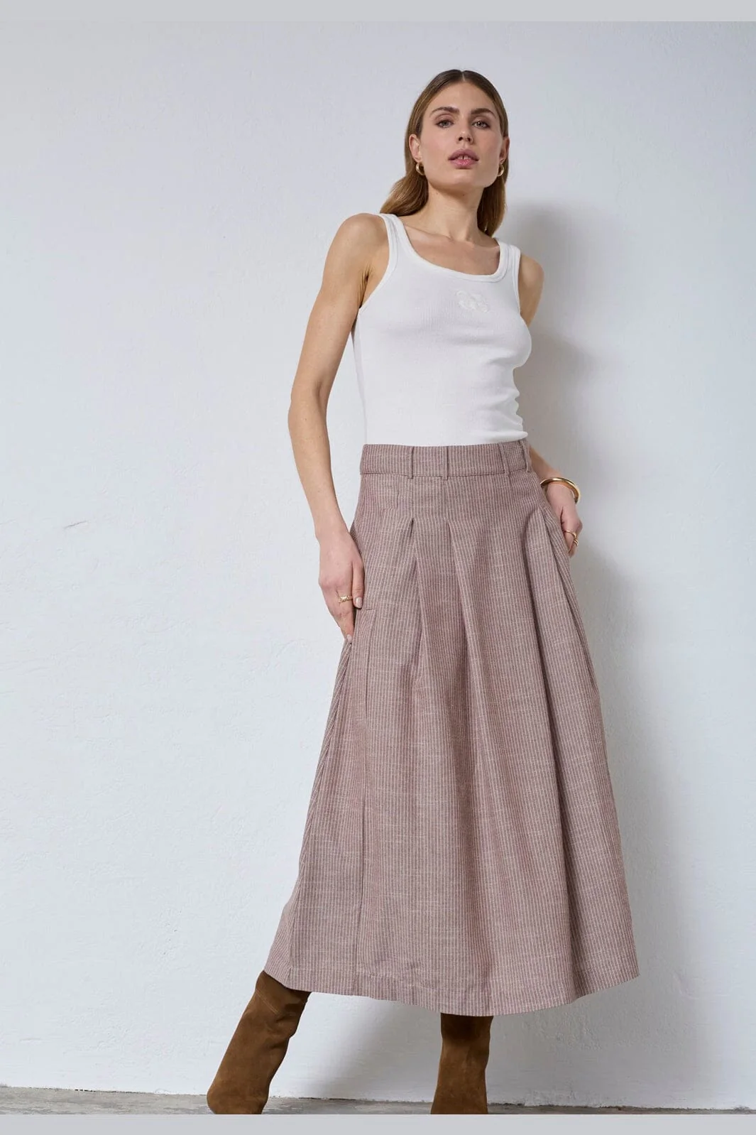 Co´Couture - Jihocc Anya Pleat Skirt 44041 - 46 - Brown - Image 3