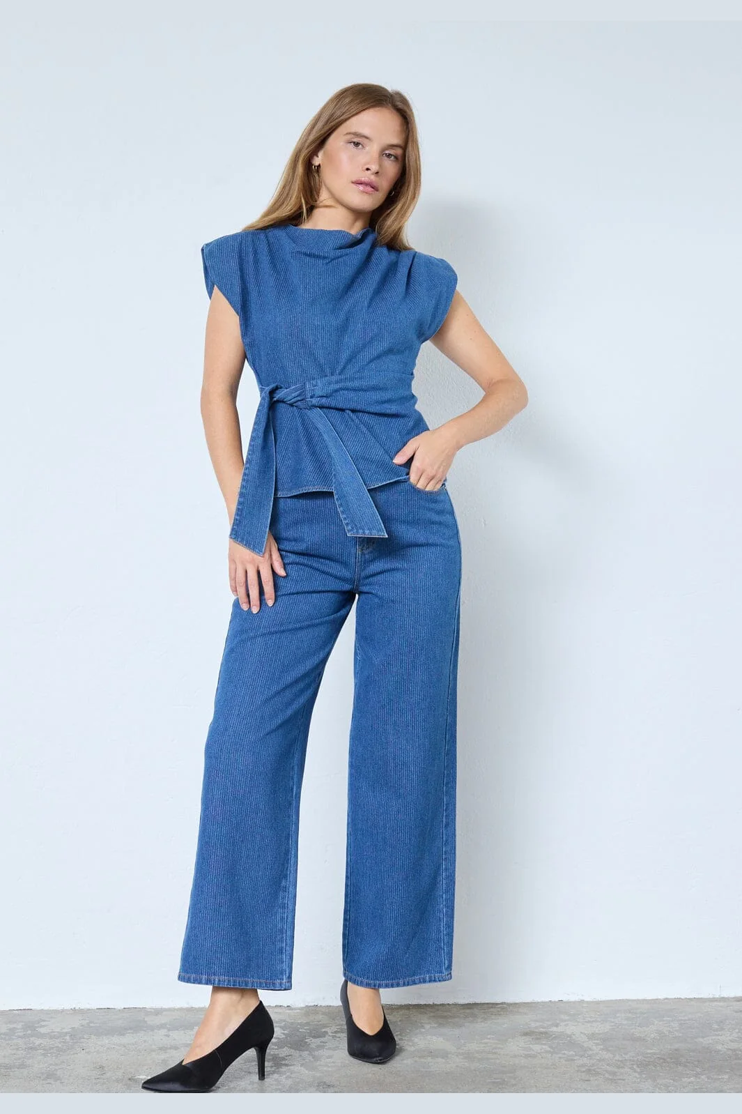 Co´Couture - Kimmycc Pleat Top 45001 - 555 - Dark Denim - Image 7