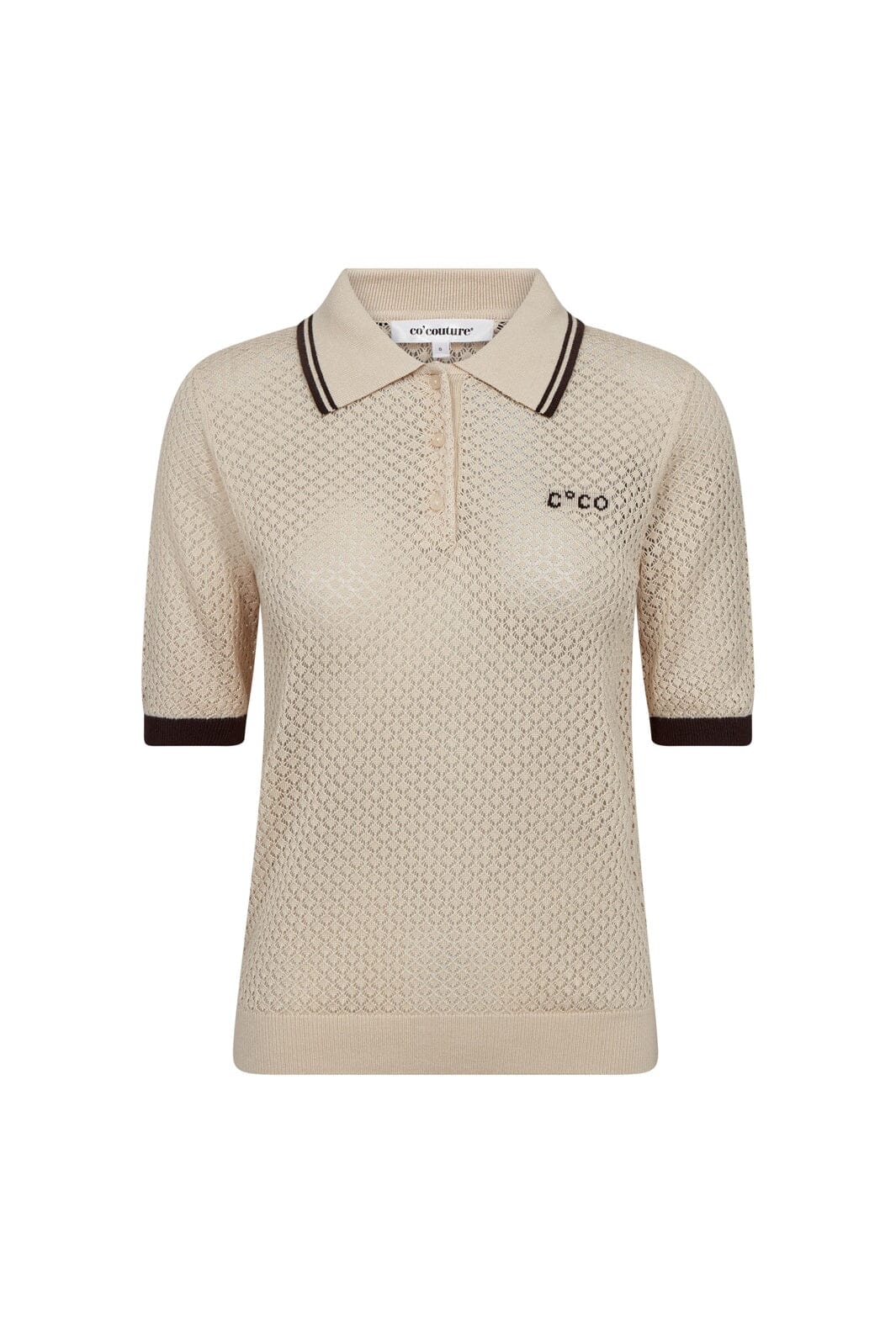 Co´Couture - Luecc Pointelle Polo Knit 42020 - 199 - Bone - Image 2