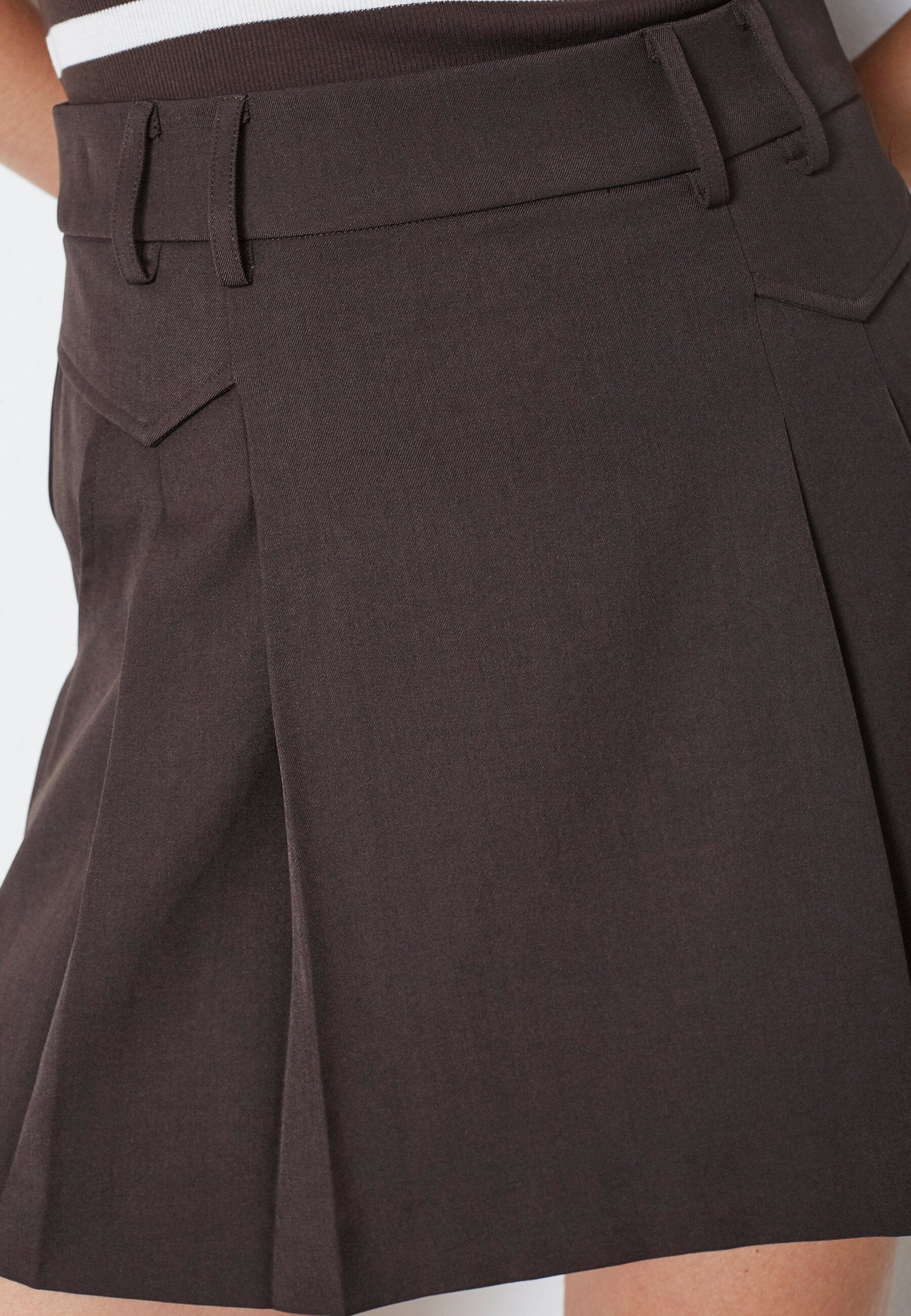 Co´Couture - Lunacc Pocket Pleat Mini Skirt 34223 - 145 - Dark Brown - Image 6