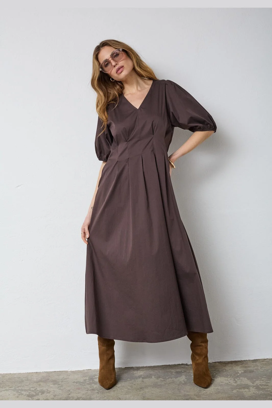Co´Couture - Poppycc Pleat Dress 36464 - 145 - Dark Brown