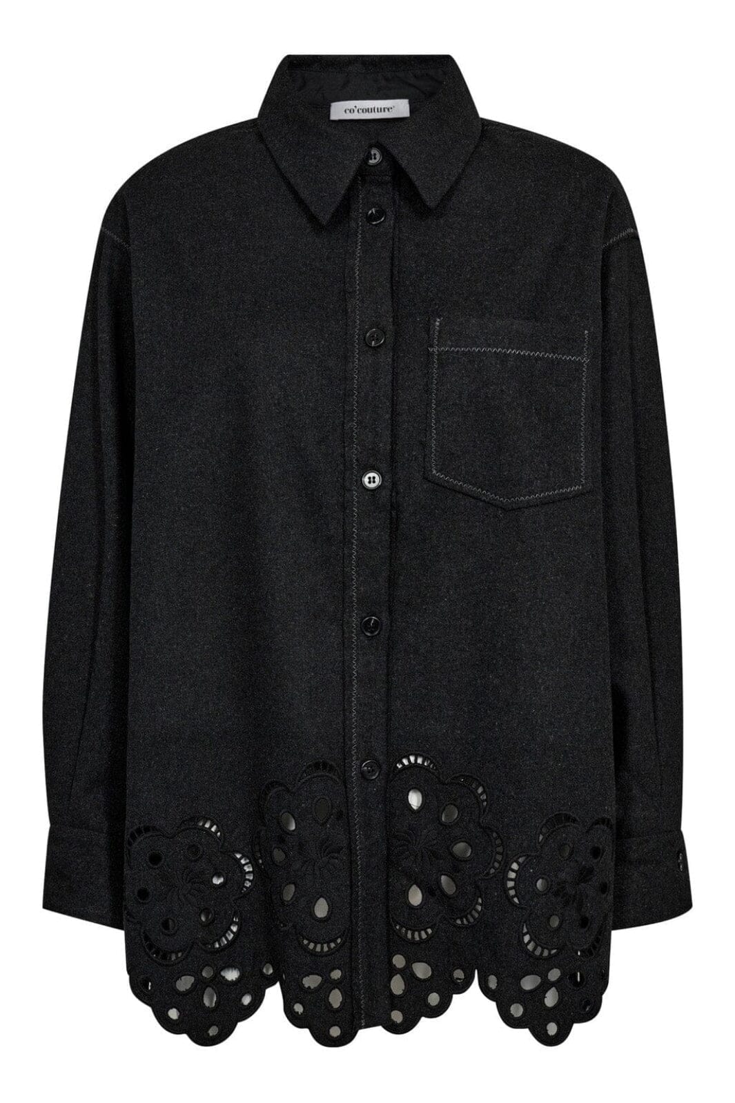 Co´Couture - Warrencc Wool Embroidery Shirt 35151 - 140 - Dark Grey - Image 2