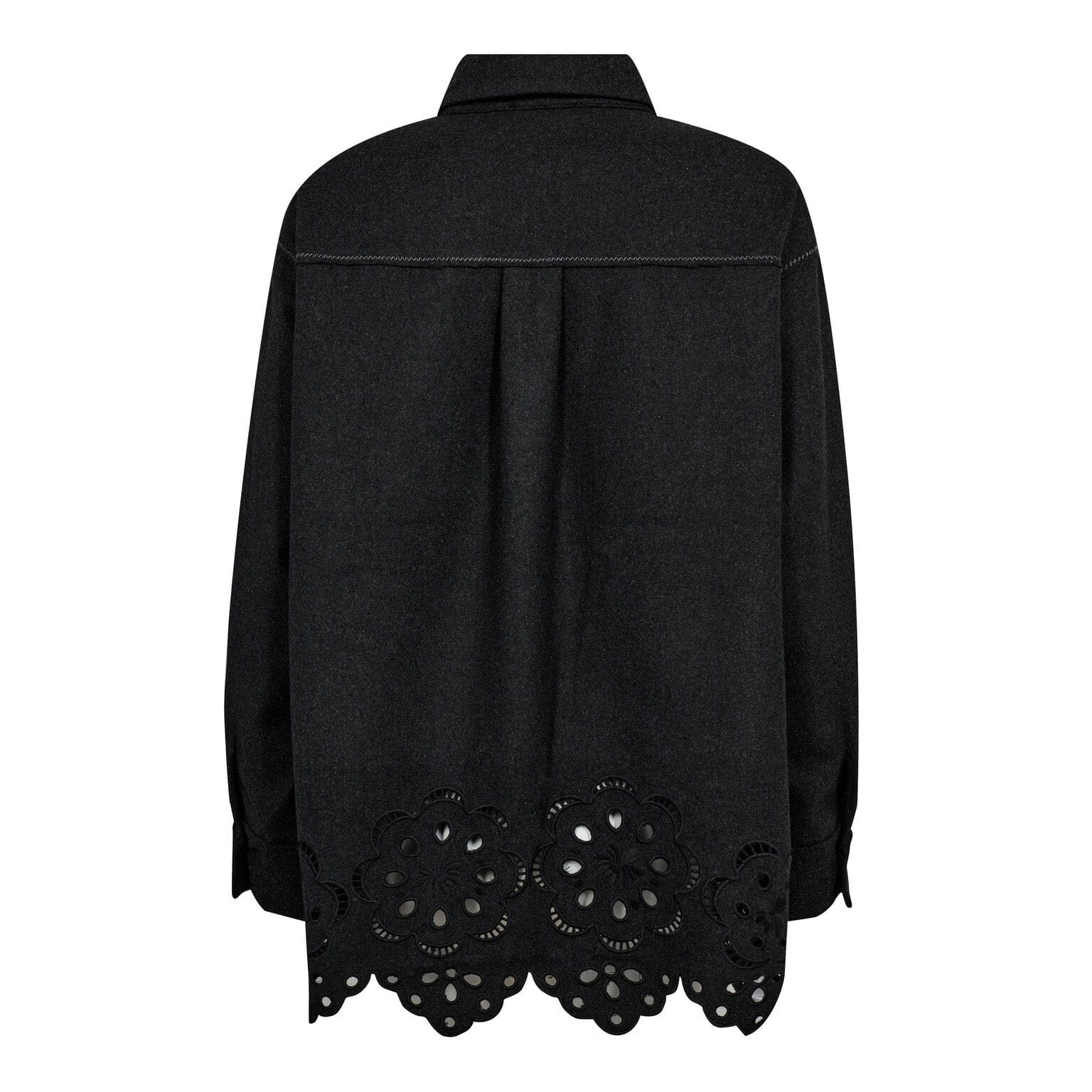 Co´Couture - Warrencc Wool Embroidery Shirt 35151 - 140 - Dark Grey - Image 3