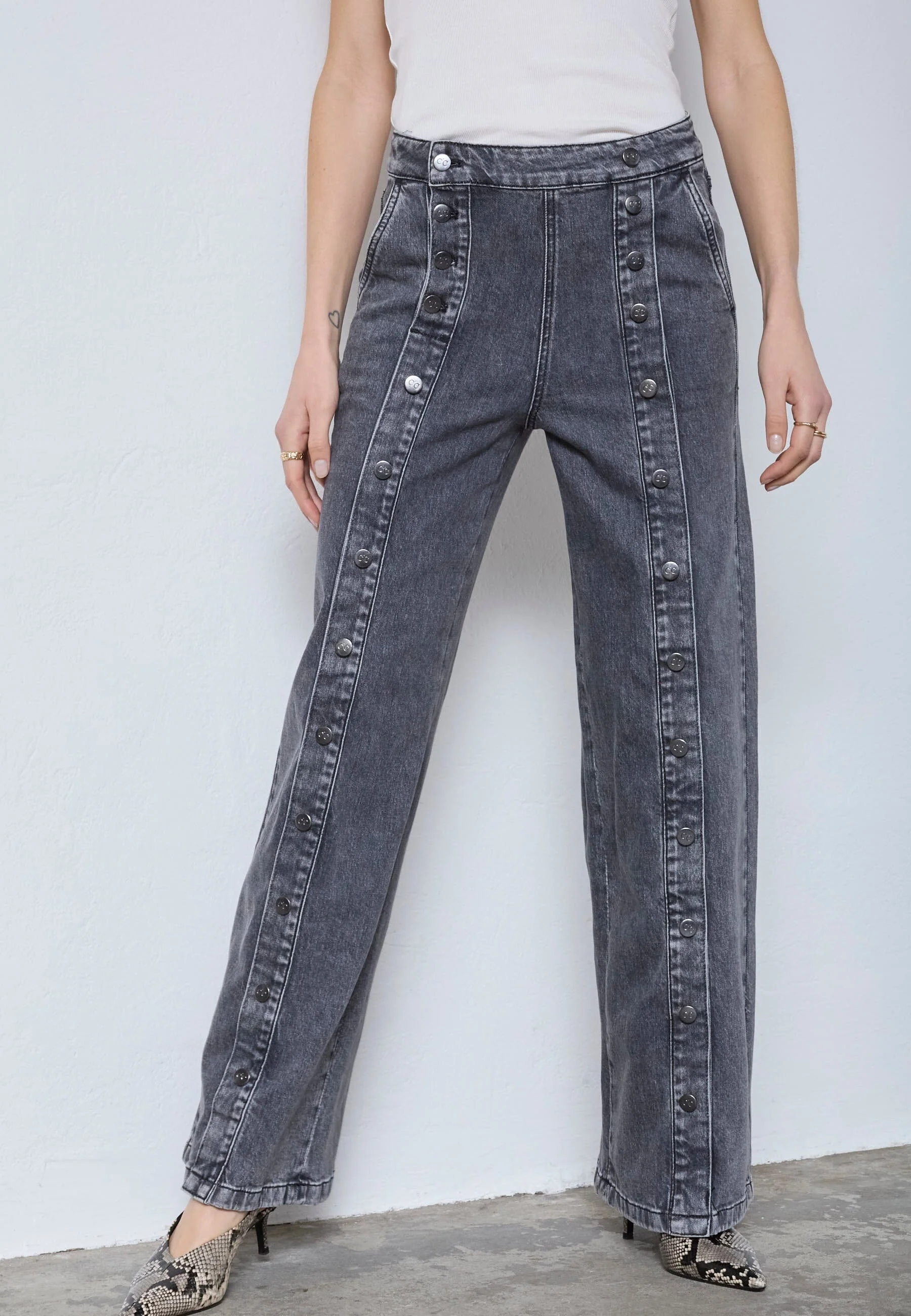 Co´Couture - Willacc Button Jeans 41005 - 96 - Black - Image 4
