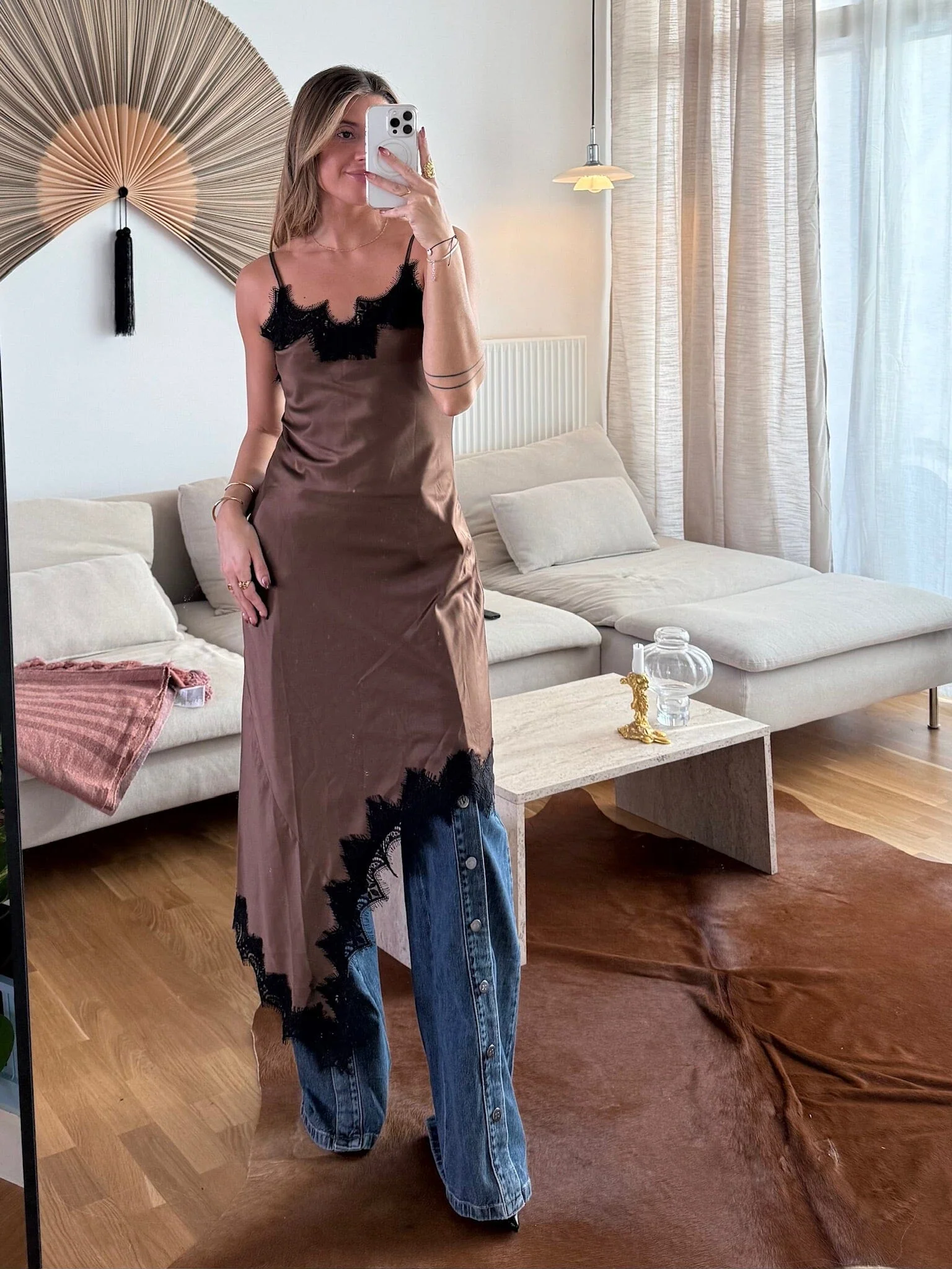 Dear Molly - Lace Long Dress - Brown - Image 7