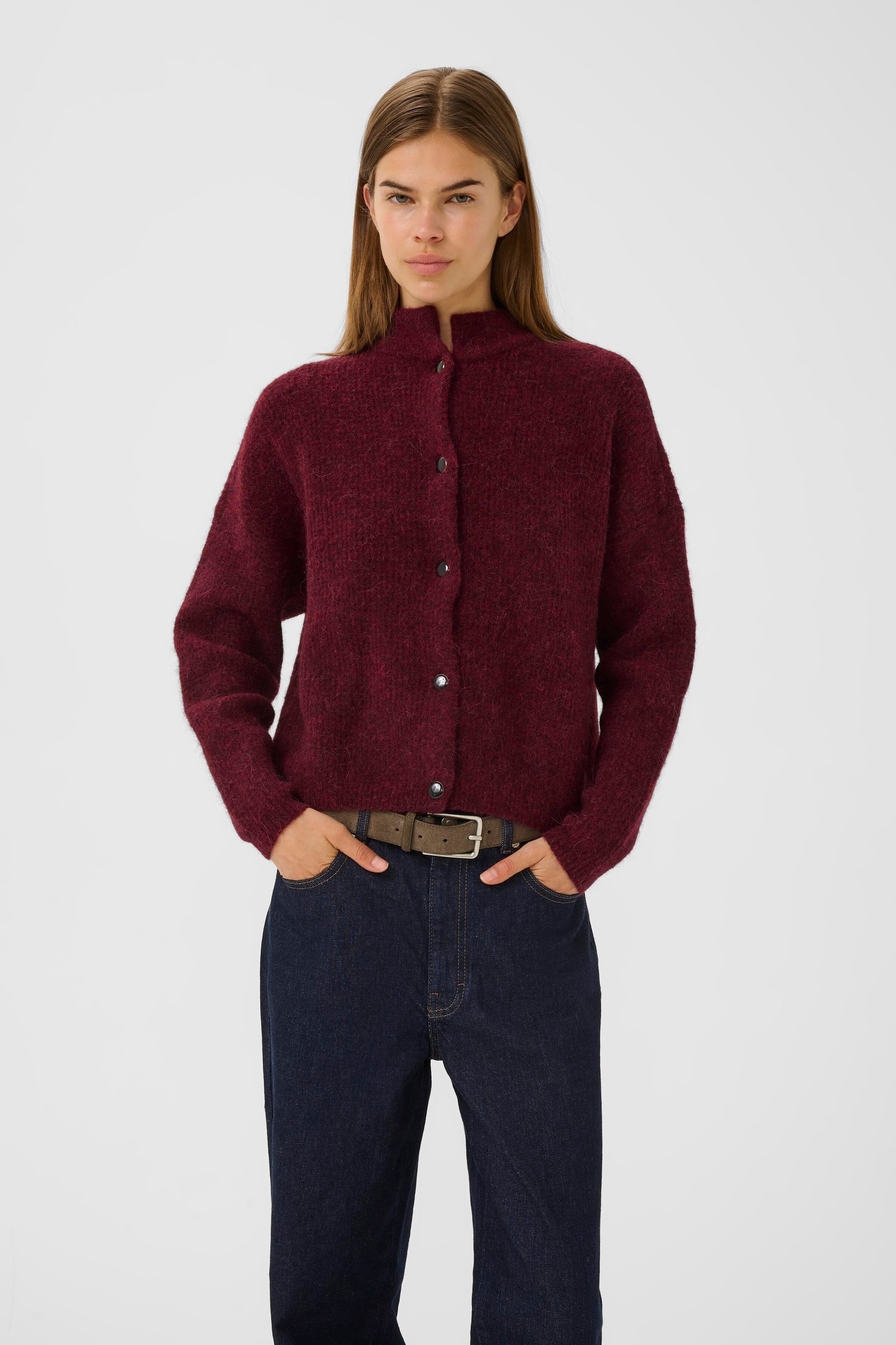 Gestuz - Alphagz Short Cardigan 10906463 - 107340 - Blood Red Mélange - Image 2