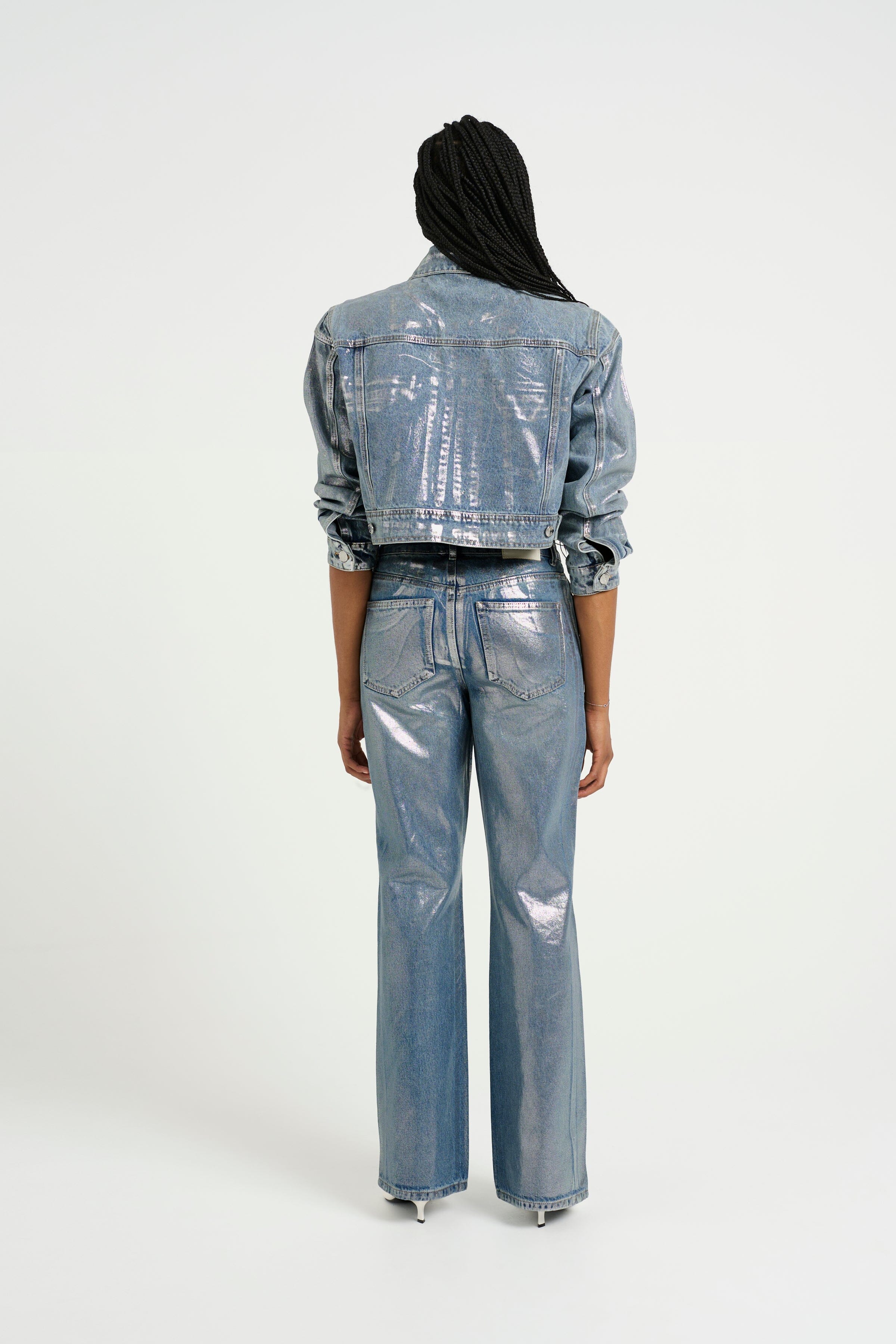 Gestuz - Coatygz Straigt Jeans 10909560 - 106664 Coated Silver Blue Wash - Image 5