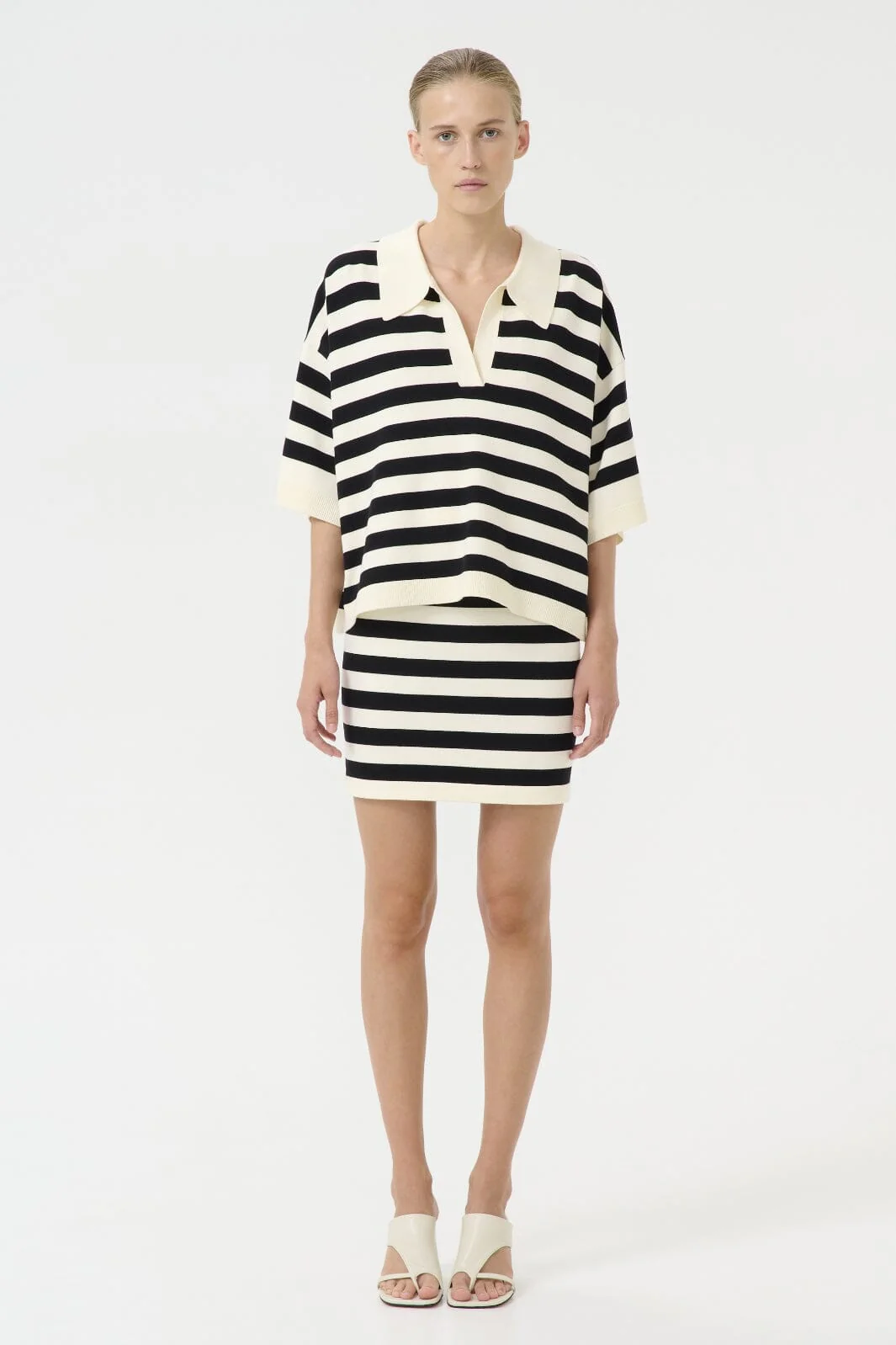 Gestuz - Gzalli Skirt 10910129 - 107569 - Black/Ivory Striped - Image 2