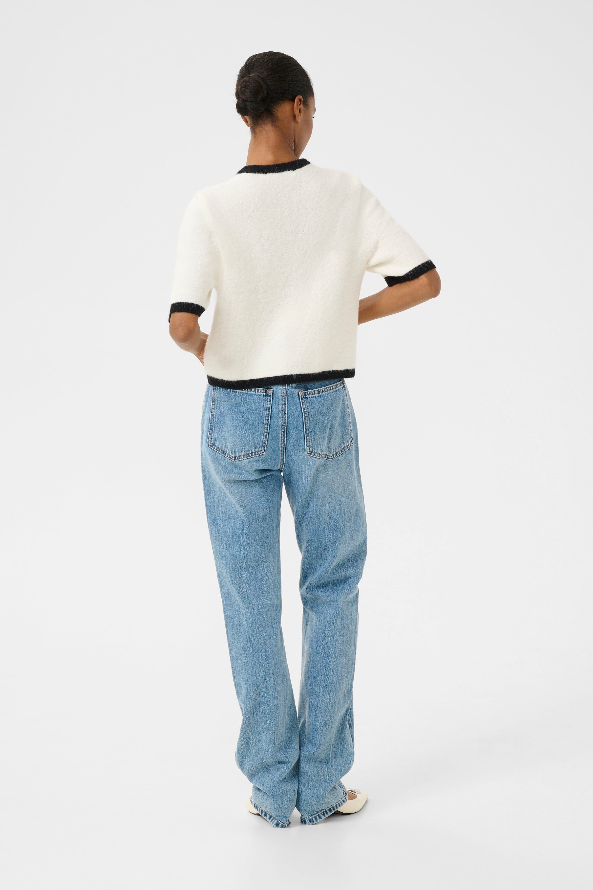 Gestuz - Gzalpha Contrast Cardigan - 107835 Ivory/Black Comb - Image 5