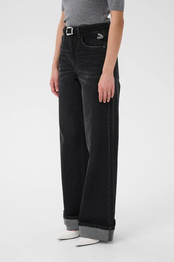 Gestuz - Gzsara Wide Jeans 10910809 - 100617 - Washed Dark Black - Image 6