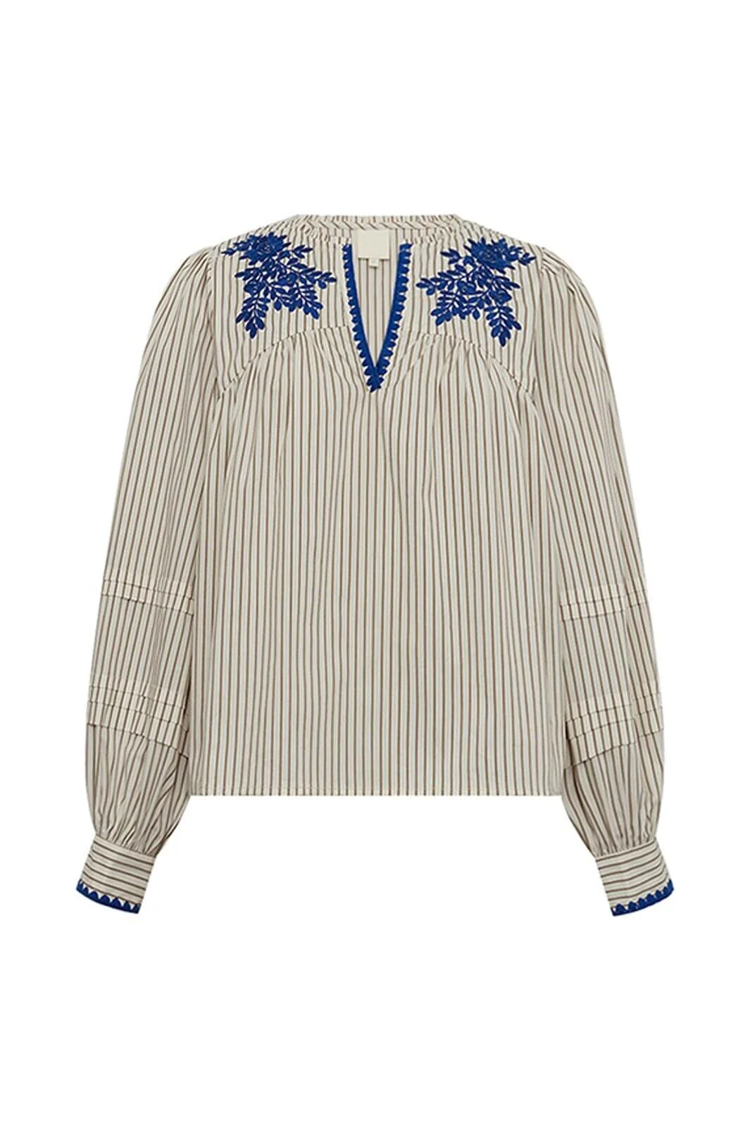 Gossia - Luisago Blouse G3040 - Creme Brown Stripes - Image 2