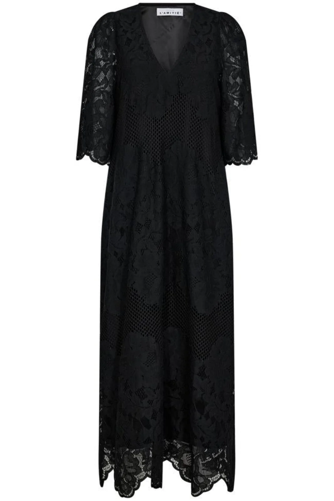 Haute L'Amitié - Curvey Lace Hem Dress HL10009 - Black - Image 3