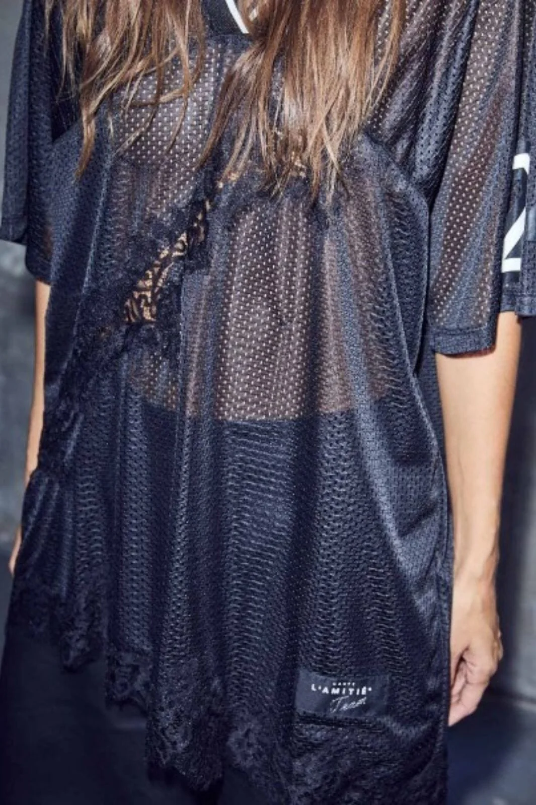 Haute L'Amitié - Drift Asym Lace Tee HL10553 - Black - Image 2