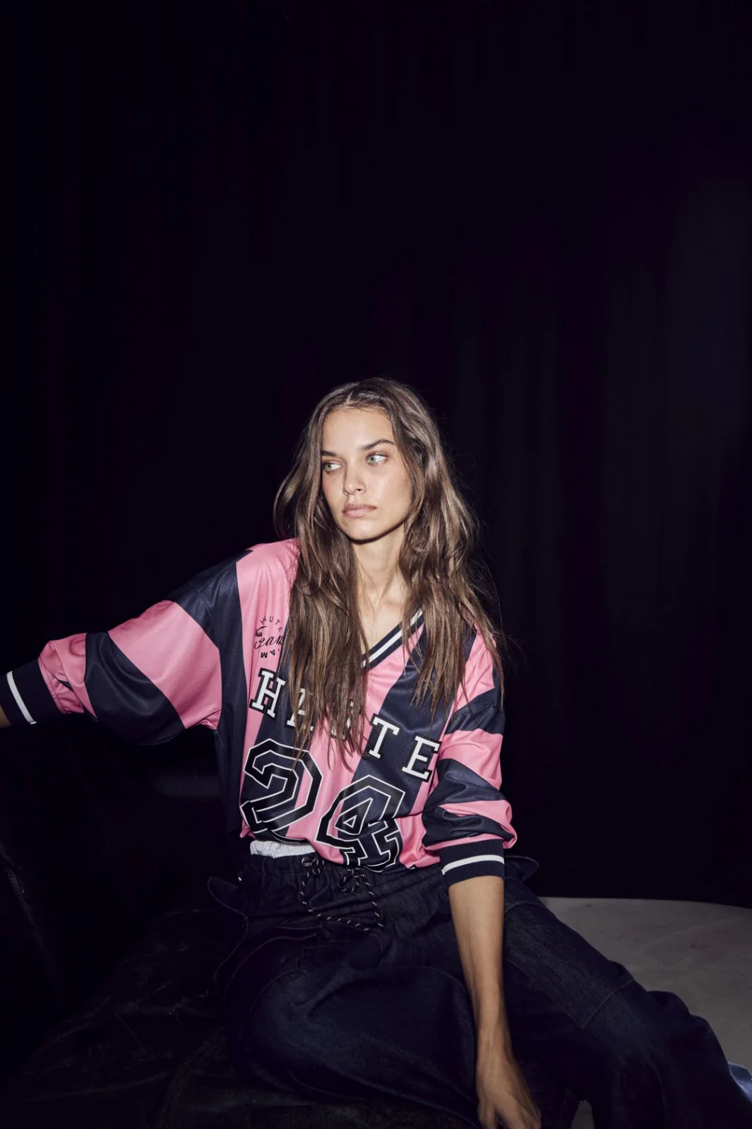 Haute L'Amitié - Hl24 Stripe Football Blouse HL10484 - Navy/Pink - Image 3