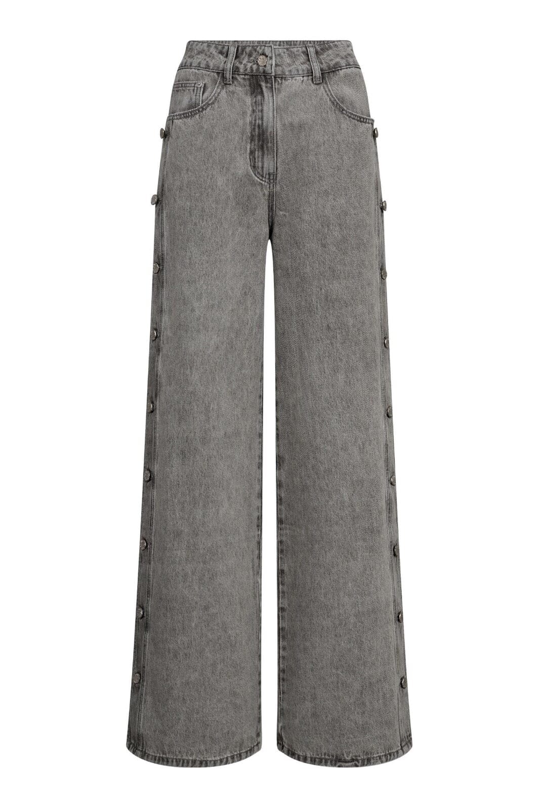 Haute L'Amitié - Side Panel Button Jeans HL10328 - Light Grey - Image 2