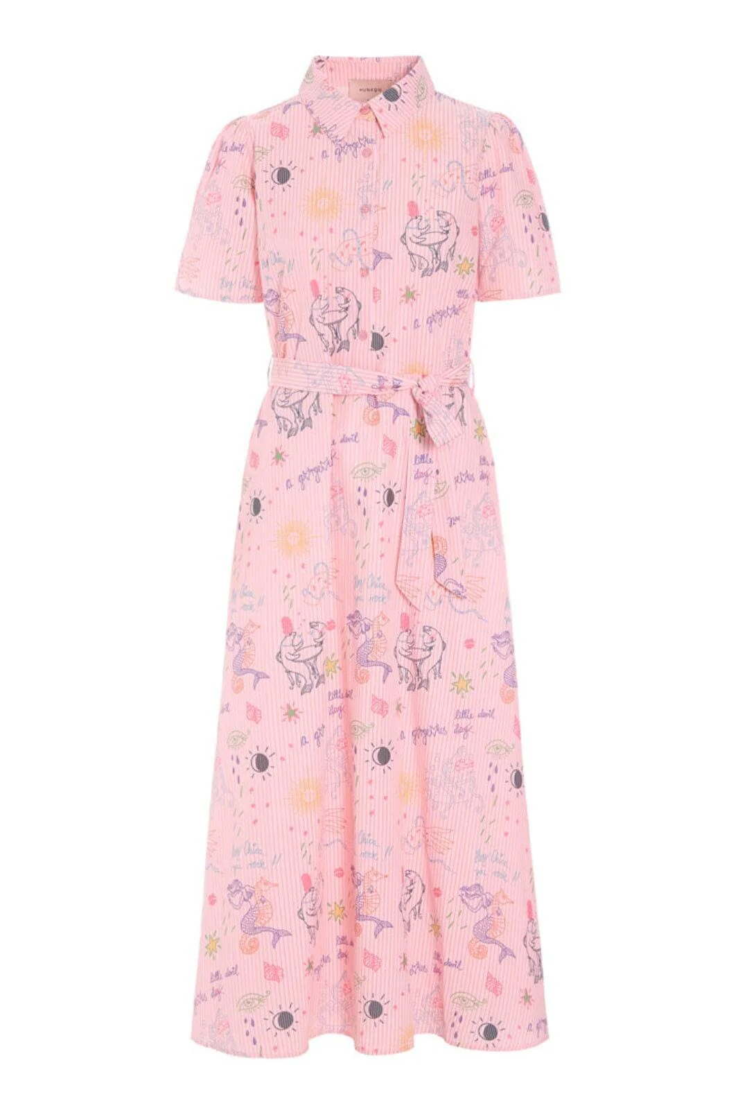 Hunkøn - Zoe Dress 26062 - Pink Sea Creatures Art Print