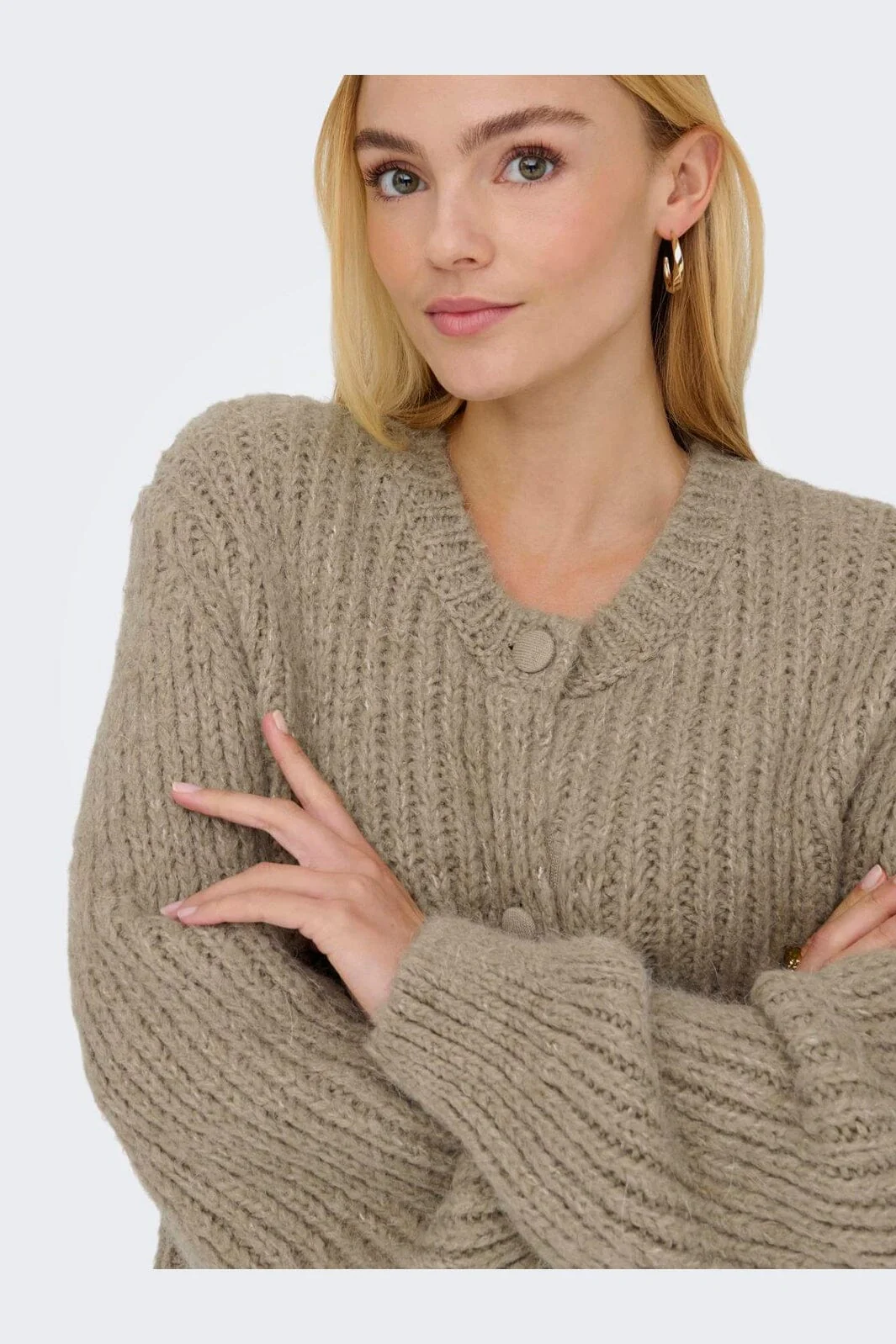 JDY - Jdyadela L/S Button Cardigan Knt - 4881238 Beige Melange - Image 7